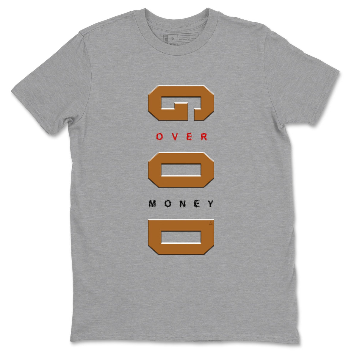 5s Archaeo Brown t shirts to match sneakers God Over Money sneaker match tees Air Jordan 5 Retro Archaeo Brown tee Drip Gear Zone unisex cotton Heather Grey 2 shirts