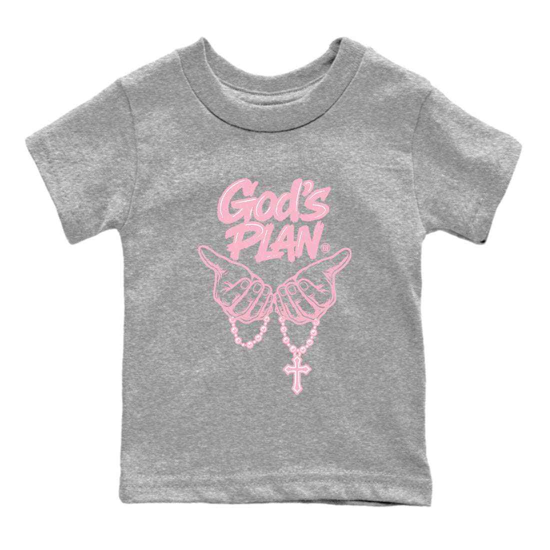 Sneaker Threads Sneaker Tees To Match Air Jordan 5 Medium Soft Pink Shoes God's Plan Kids T-Shirt Heather Grey 2