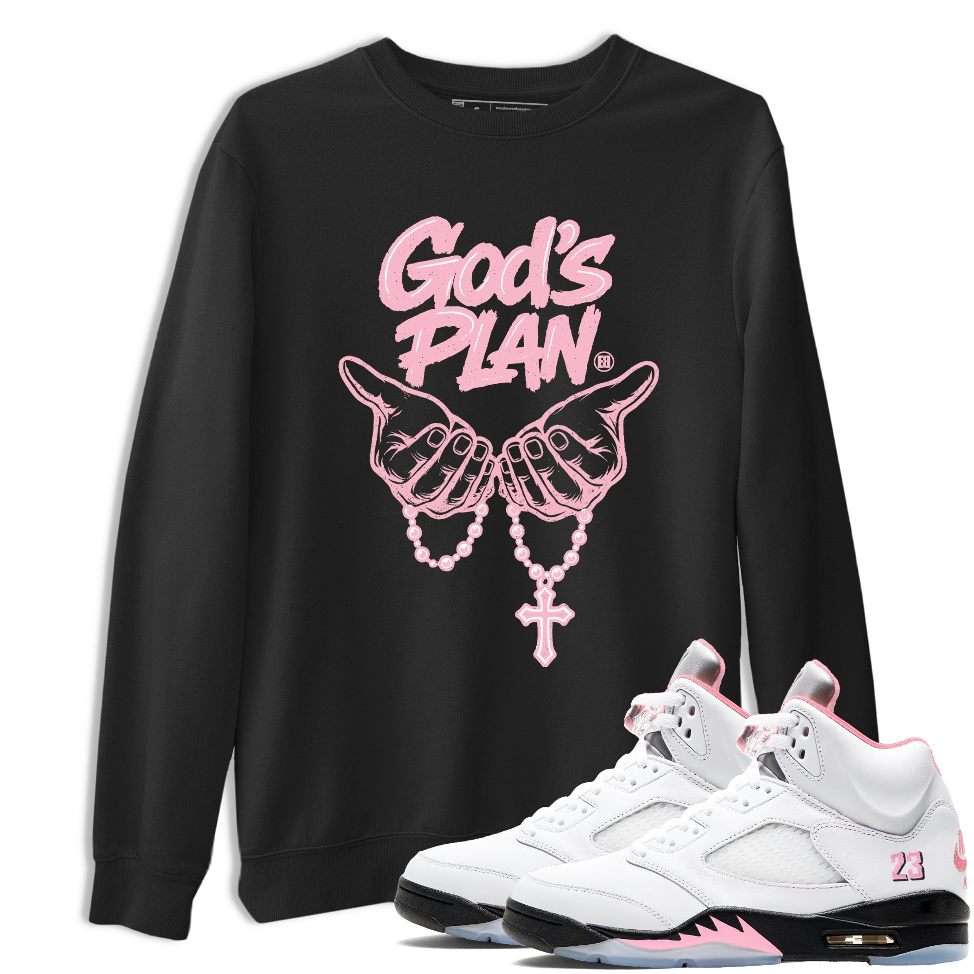 Sneaker Threads Sneaker Tees To Match Air Jordan 5 Medium Soft Pink Shoes God's Plan Tee Black 1