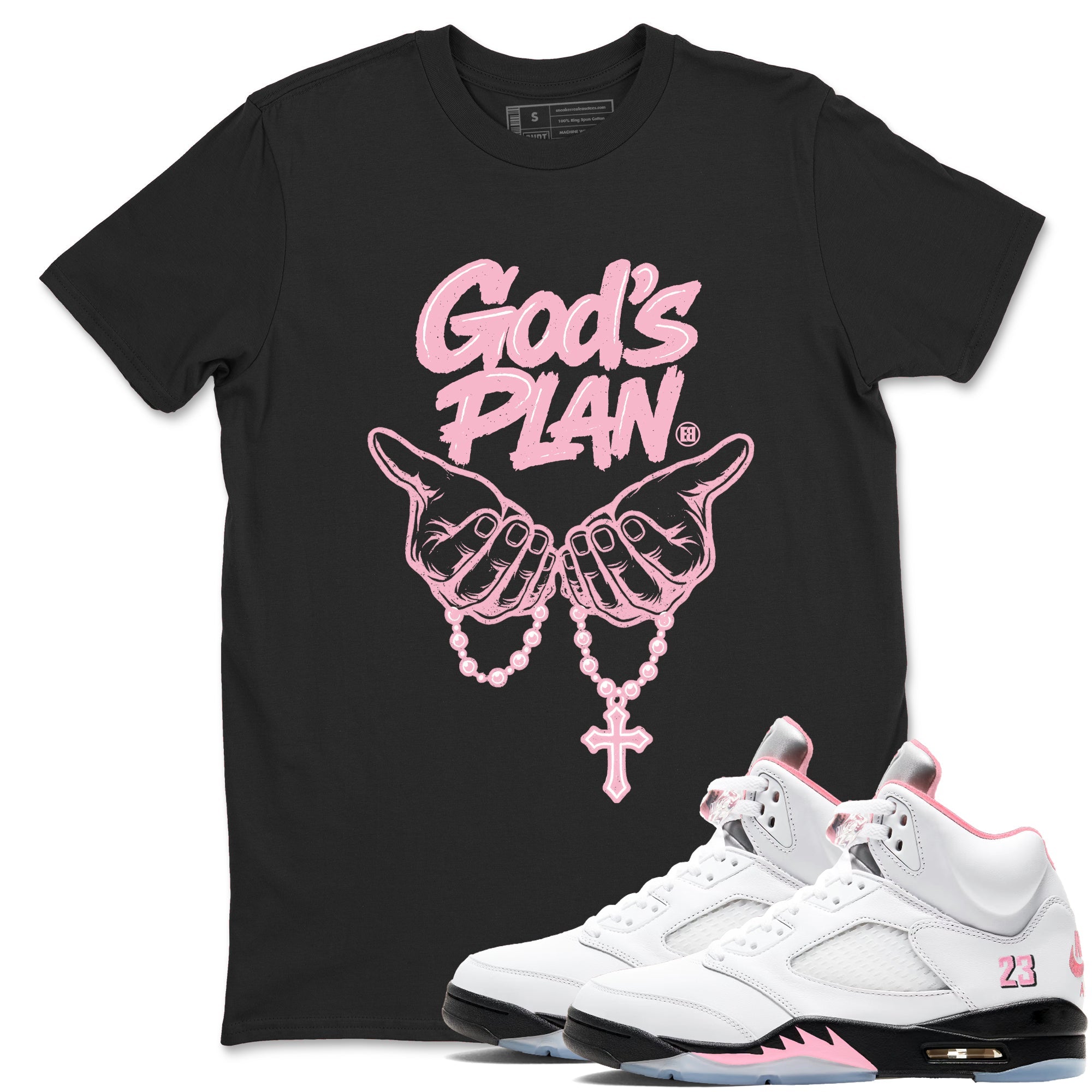 Sneaker Threads Sneaker Tees To Match Air Jordan 5 Medium Soft Pink Shoes God's Plan Tee Black 1