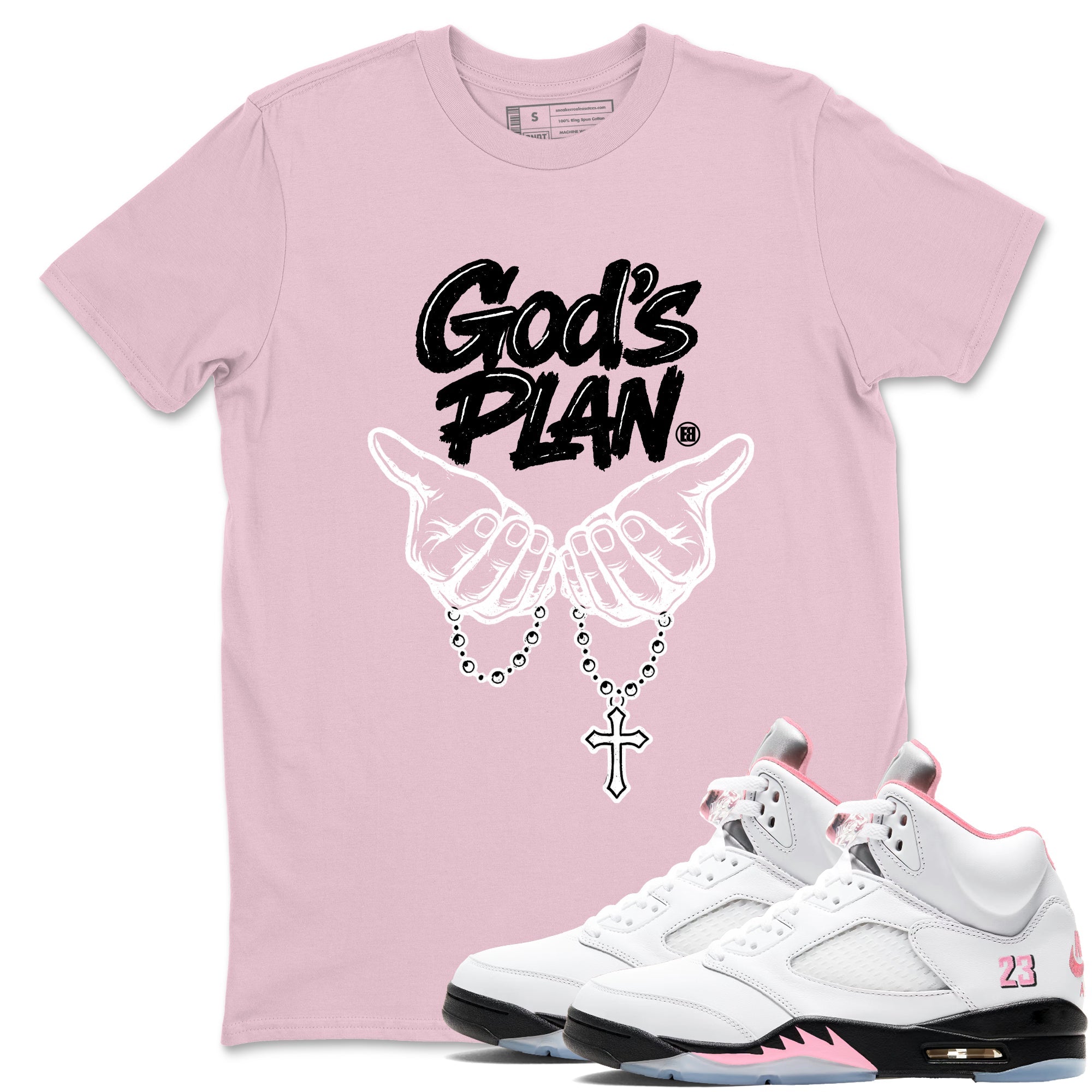 Sneaker Threads Sneaker Tees To Match Air Jordan 5 Medium Soft Pink Shoes God's Plan Tee Pink 1