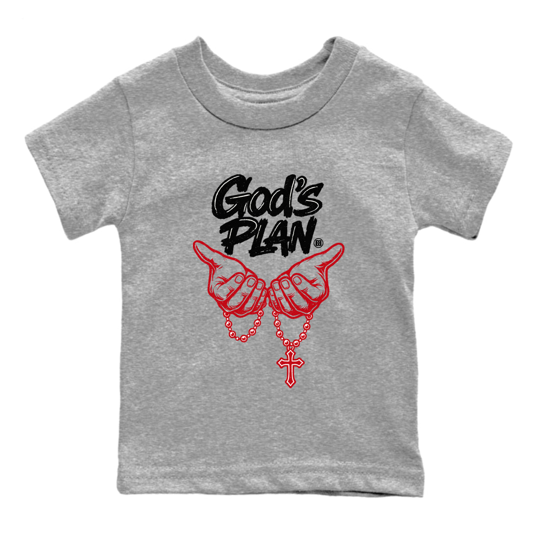 Sneaker match tees  Sneaker Tees To Match Air Jordan 5 Fire Red Shoes  God's Plan Kids T-Shirt Heather Grey 2