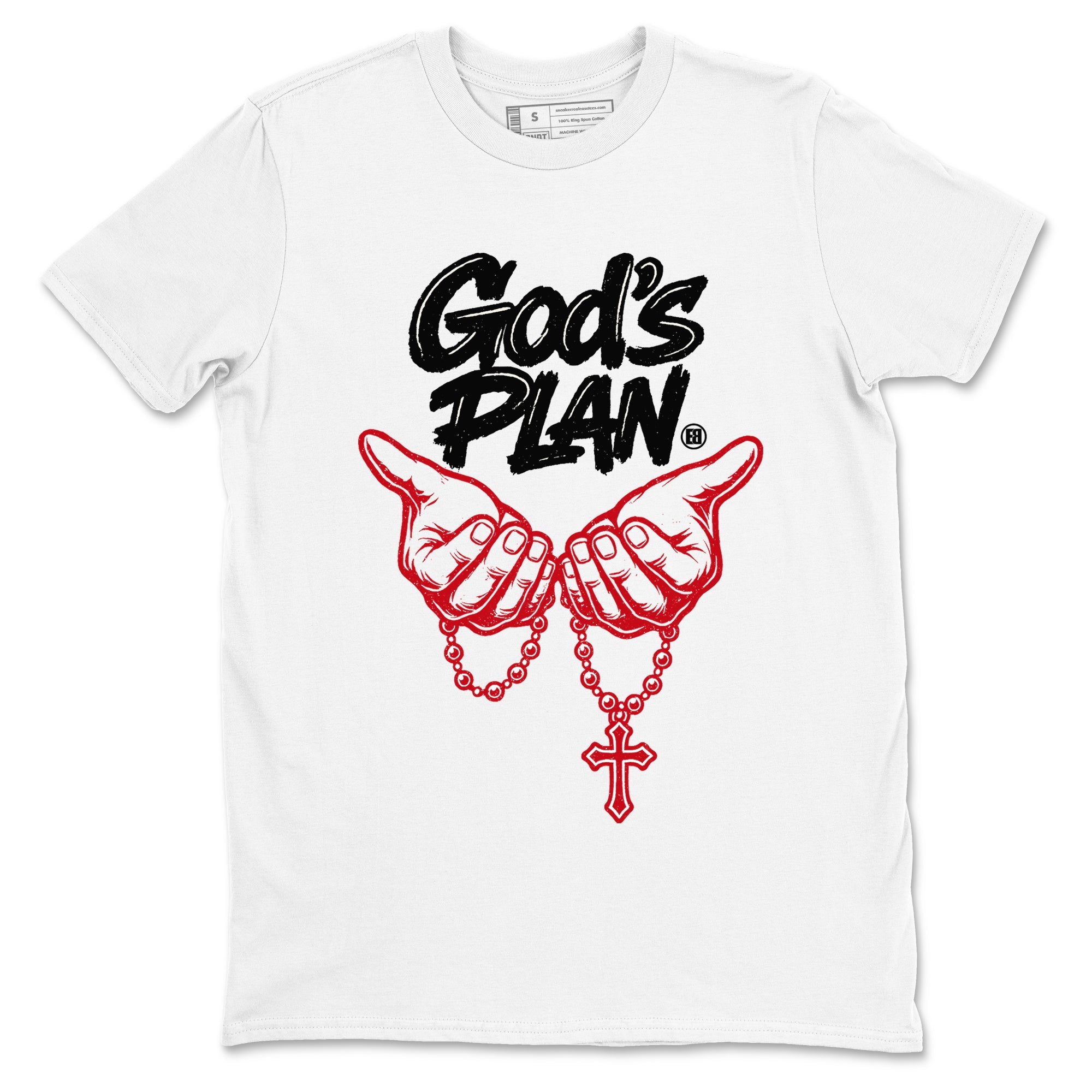 Sneaker match tees  Sneaker Tees To Match Air Jordan 5 Fire Red Shoes  God's Plan Tee White 2