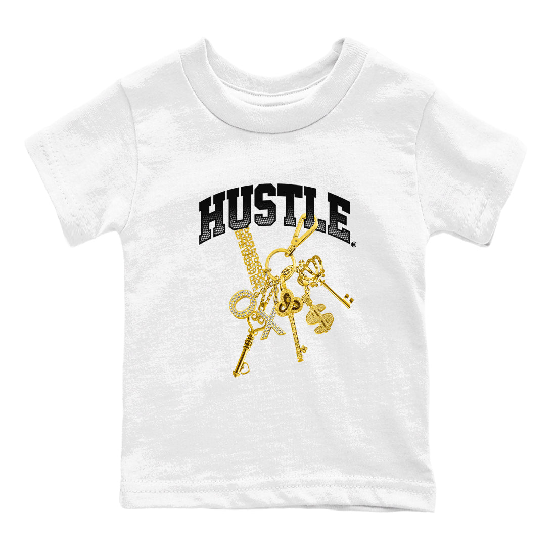 AJ1 Black Metallic Gold shirts to match jordans Gold Hustle sneaker match tees Air Jordan 1 Black Metallic Gold Drip Gear Zone streetwear brand Baby and Youth White 2 cotton tee