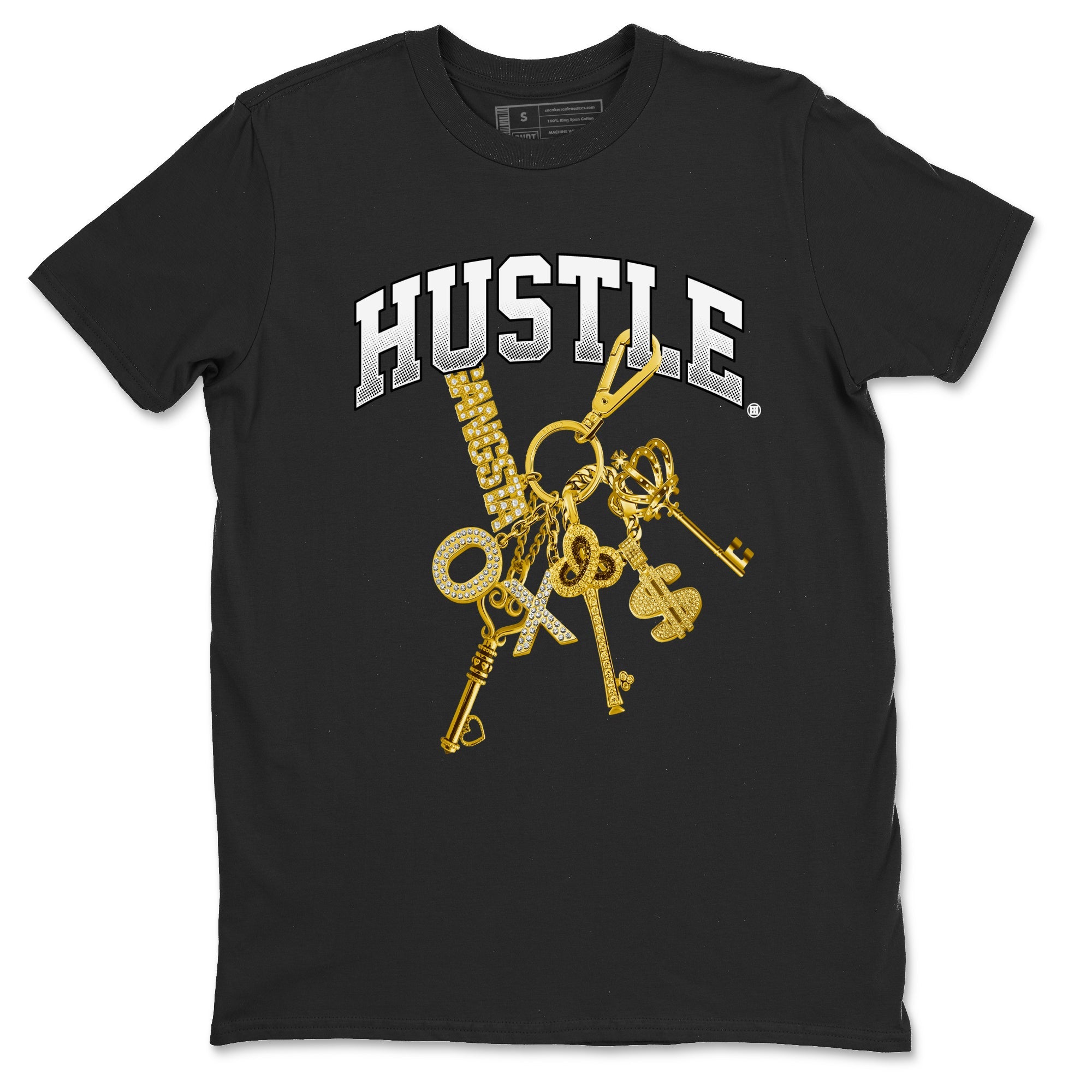 AJ1 Black Metallic Gold shirts to match jordans Gold Hustle sneaker match tees Air Jordan 1 Black Metallic Gold Drip Gear Zone streetwear brand Black 2 unisex cotton tee