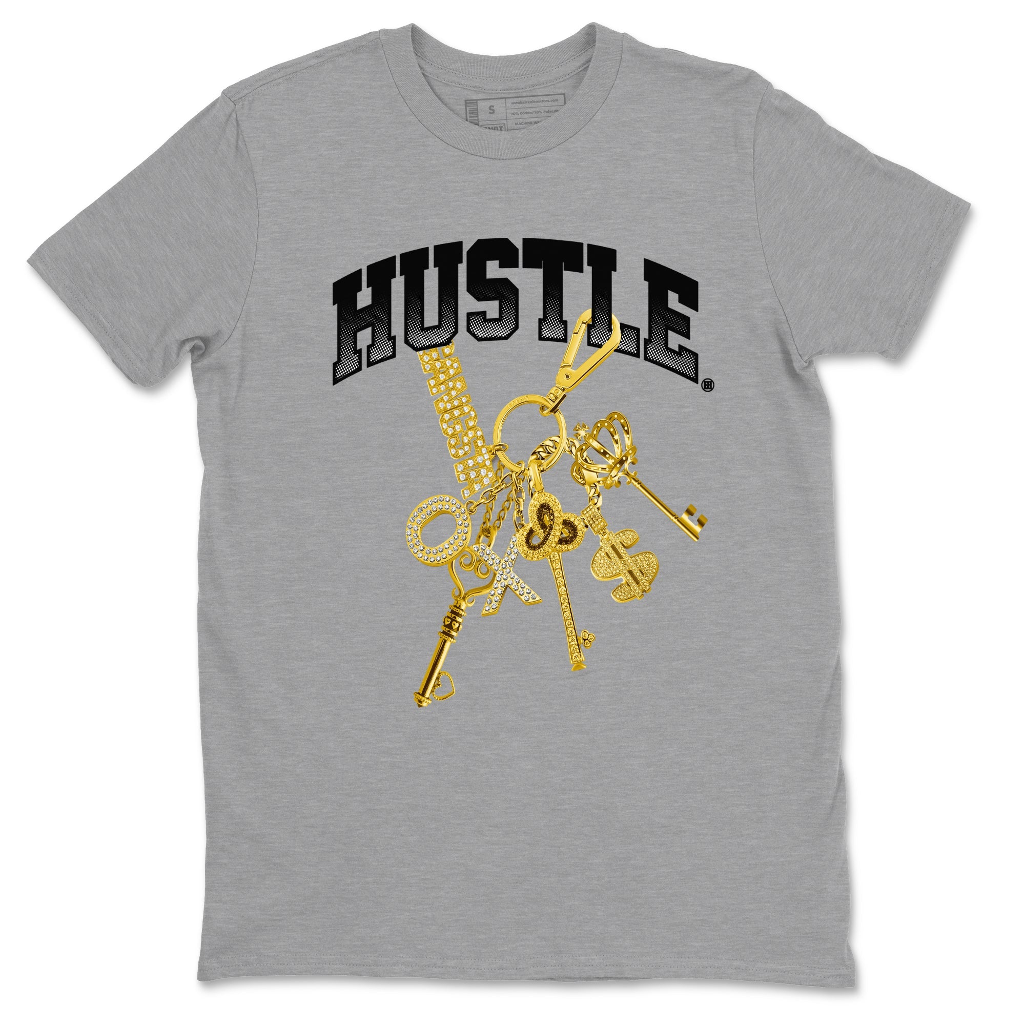 AJ1 Black Metallic Gold shirts to match jordans Gold Hustle sneaker match tees Air Jordan 1 Black Metallic Gold Drip Gear Zone streetwear brand Heather Grey 2 unisex cotton tee