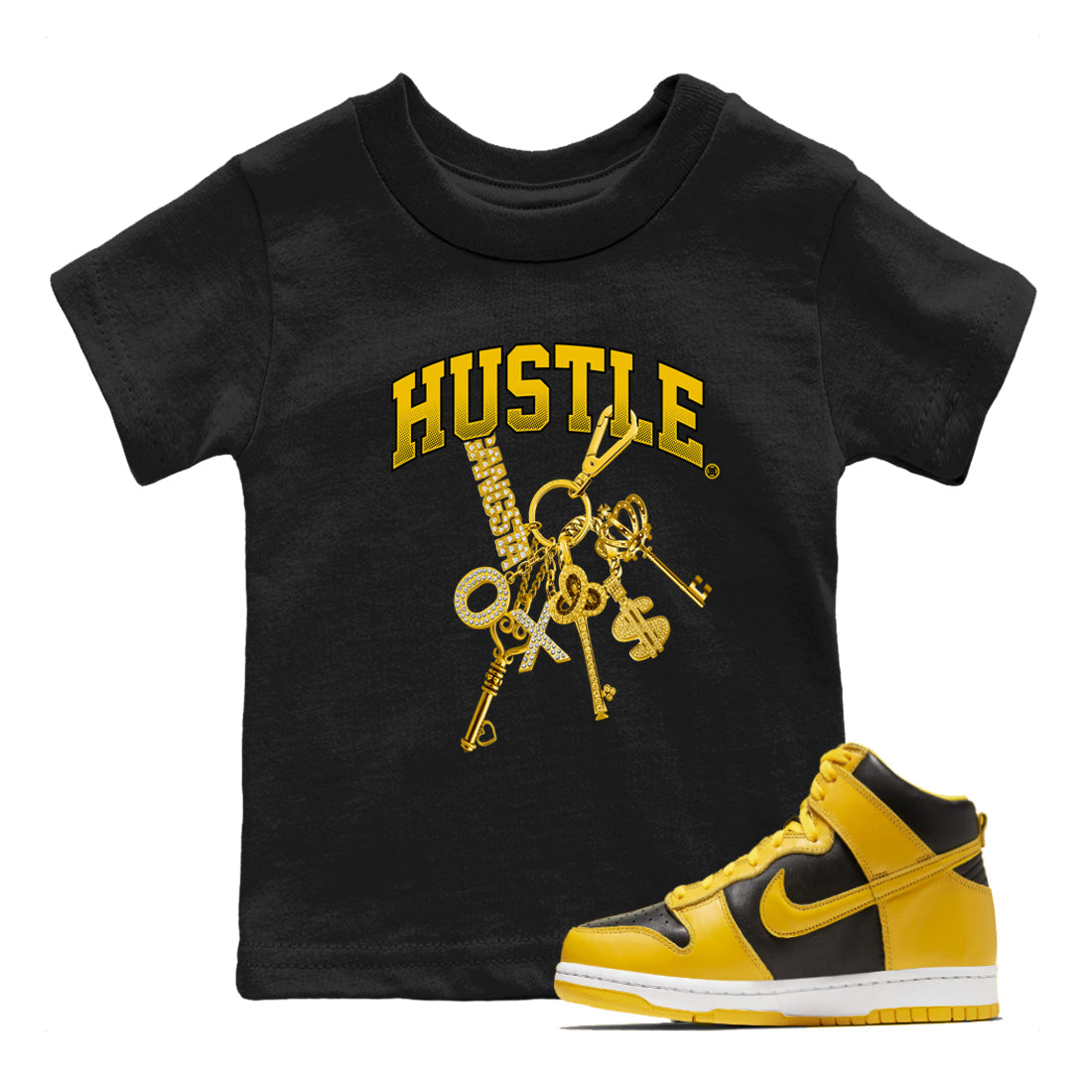 Dunk High Wu Tang shirts to match jordans Gold Hustle sneaker match tees Dunk High Wu Tang match shoes to clothes Drip Gear Zone Youth Baby Black 1 tee