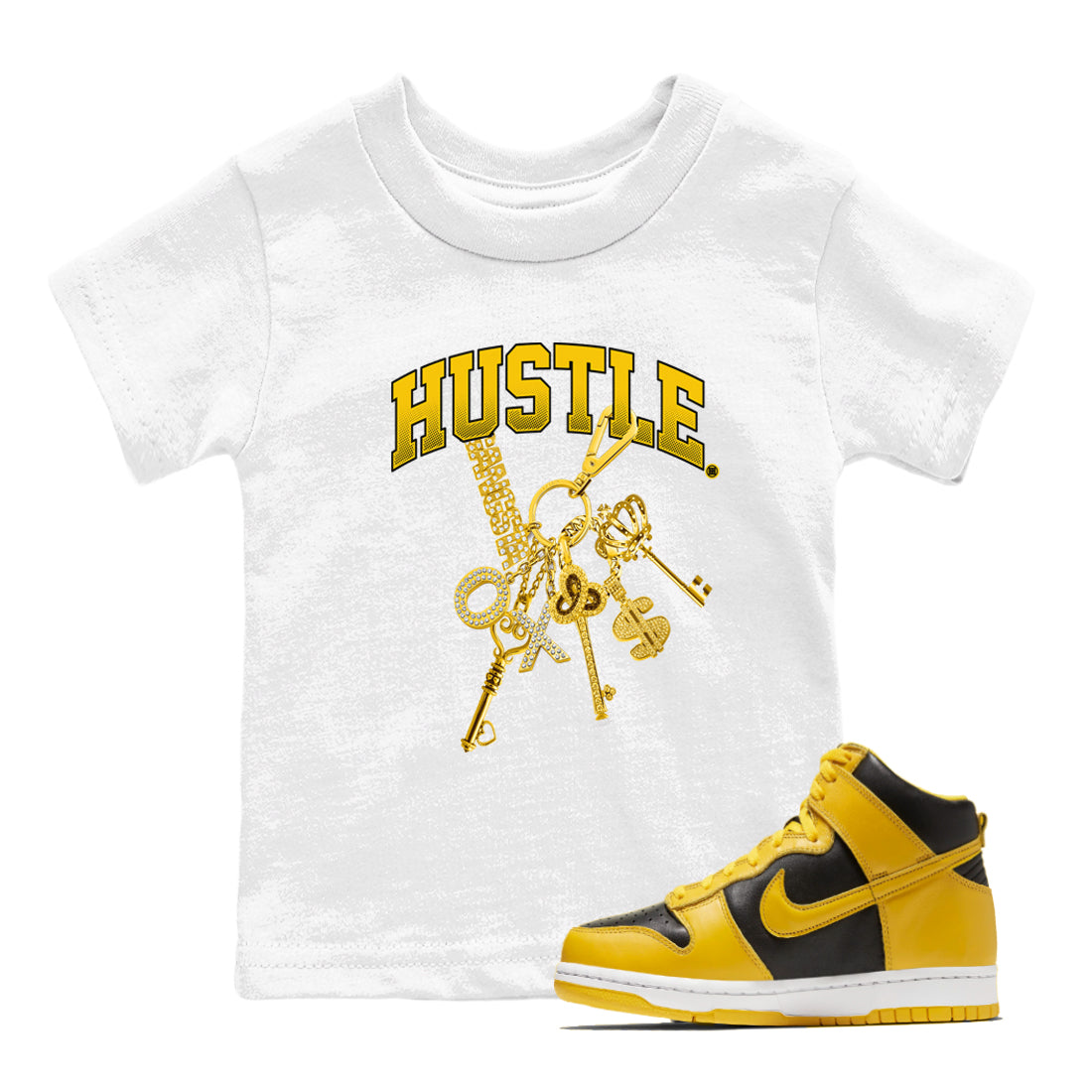 Dunk High Wu Tang shirts to match jordans Gold Hustle sneaker match tees Dunk High Wu Tang match shoes to clothes Drip Gear Zone Youth Baby White 1 tee