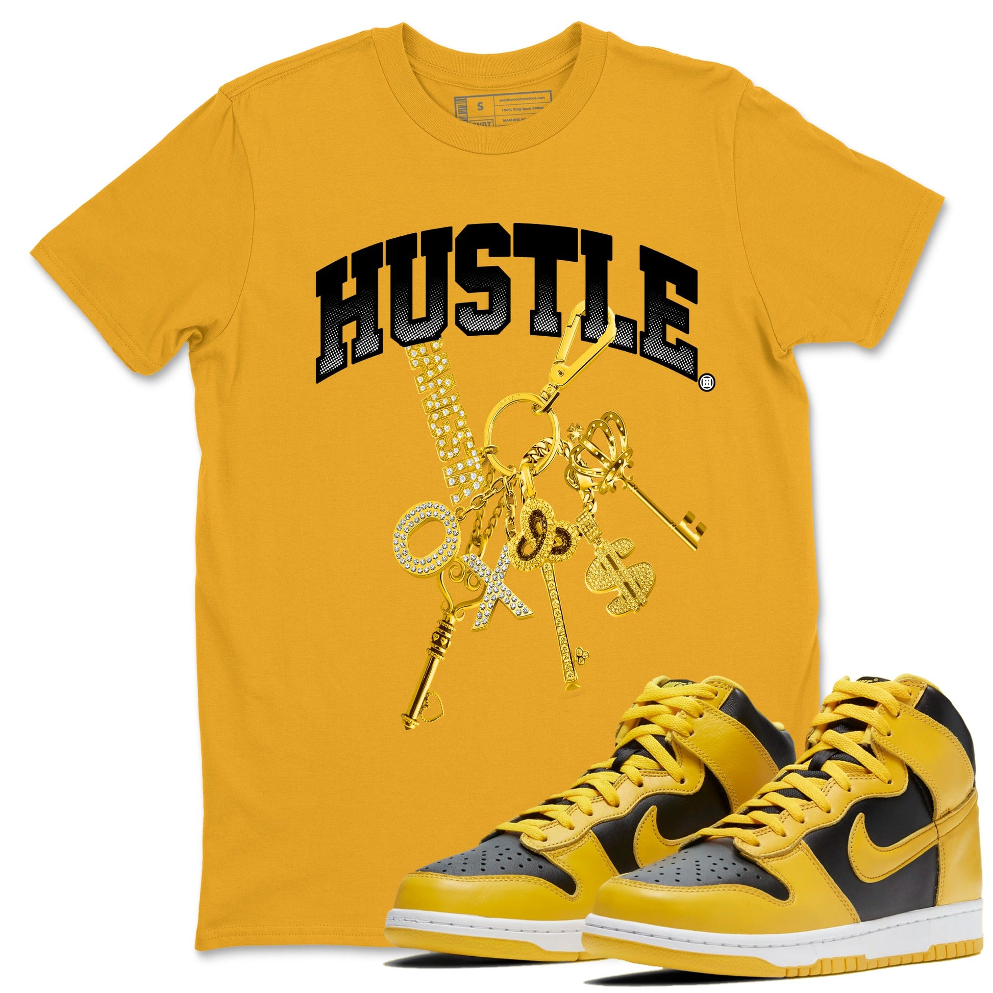 Dunk High Wu Tang shirts to match jordans Gold Hustle sneaker match tees Dunk High Wu Tang match shoes to clothes Drip Gear Zone unisex cotton Gold 1 shirts