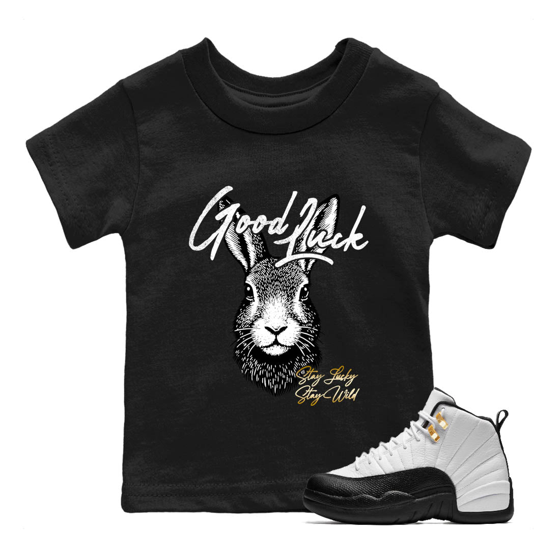 Sneaker Threads  Sneaker Tees To Match Air Jordan 12 Taxi  Good Luck Youth Graphic Tee Black 1. Perfect for Jordan releases 2025 colorways.