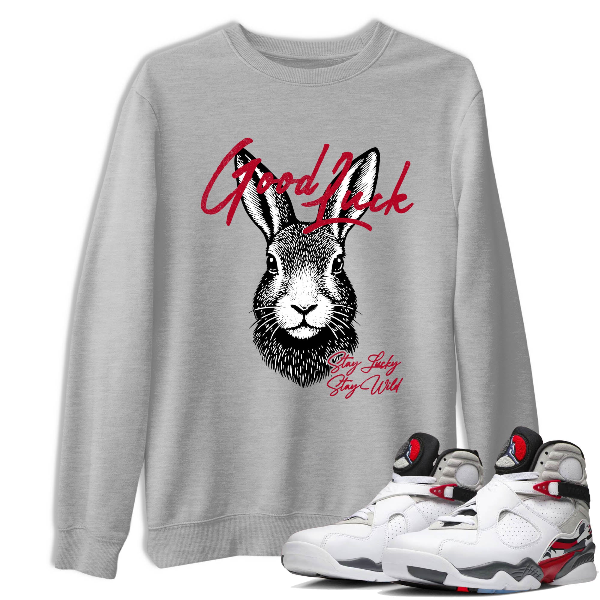 Sneaker Threads  Sneaker Tees To Match Air Jordan 8 Bunny  Good Luck Graphic Tee Heather Grey 1. Perfect for Jordan releases 2025 colorways.
