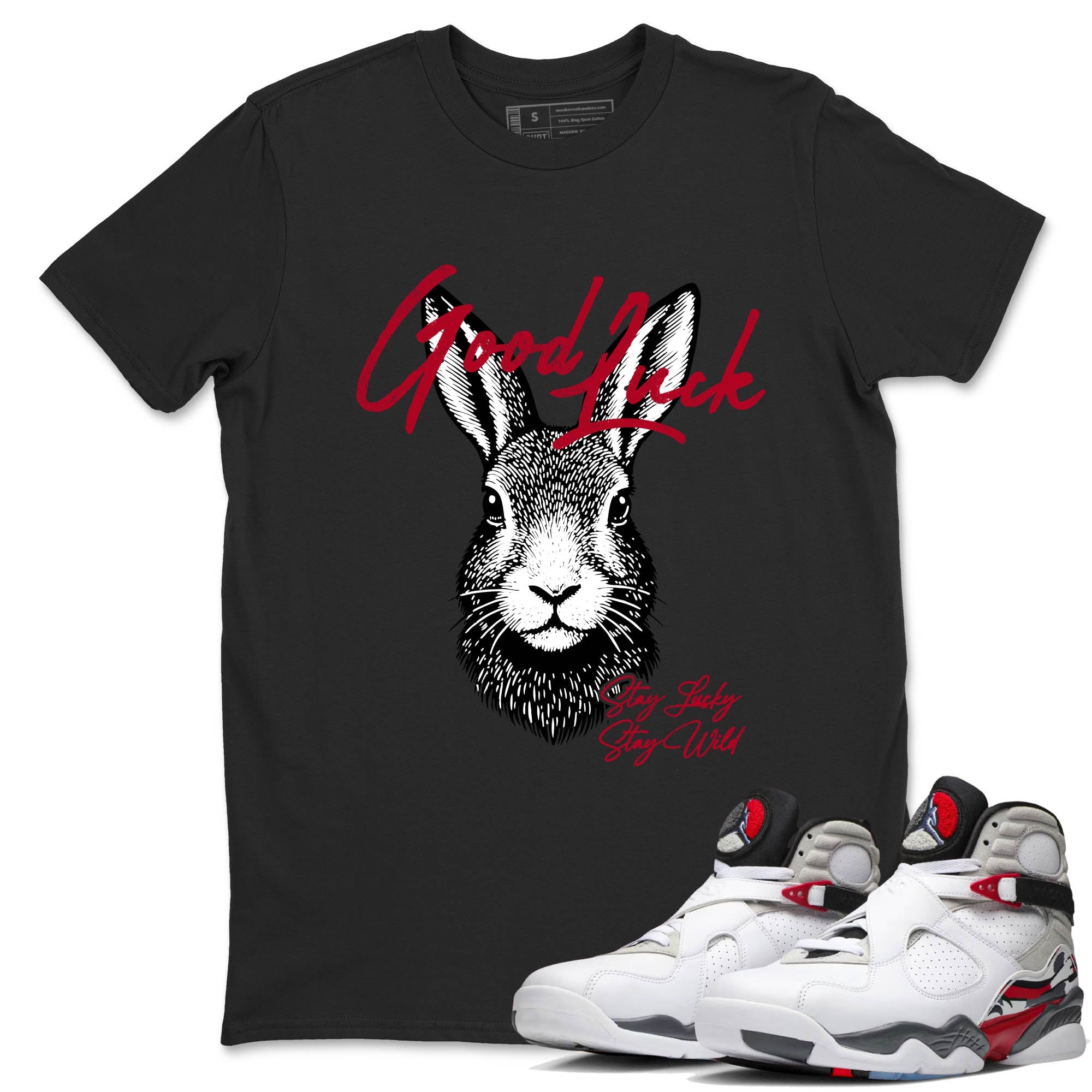 Sneaker Threads  Sneaker Tees To Match Air Jordan 8 Bunny  Good Luck Graphic Tee Black 1. Perfect for Jordan releases 2025 colorways.