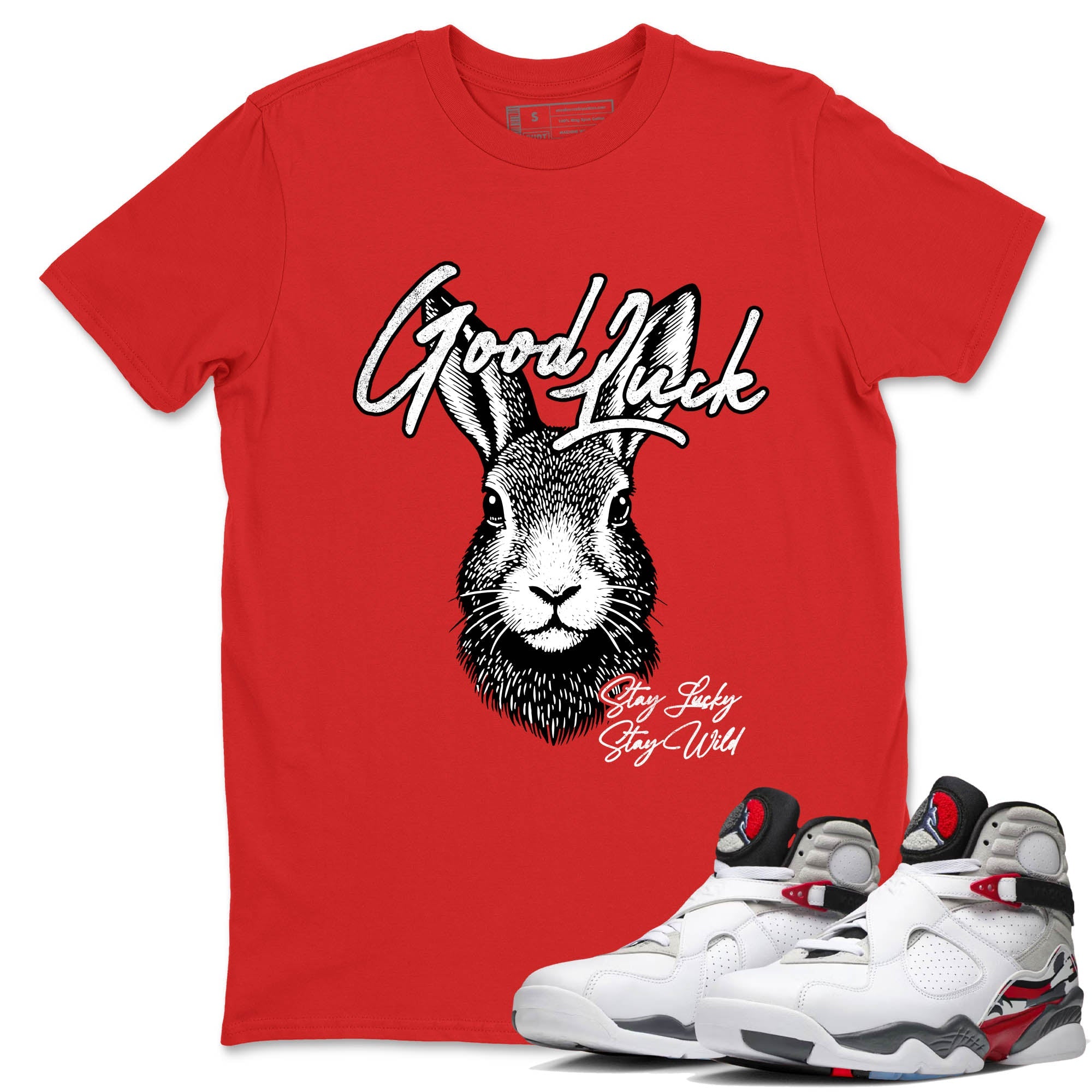 Sneaker Threads  Sneaker Tees To Match Air Jordan 8 Bunny  Good Luck Graphic Tee Red 1. Perfect for Jordan releases 2025 colorways.