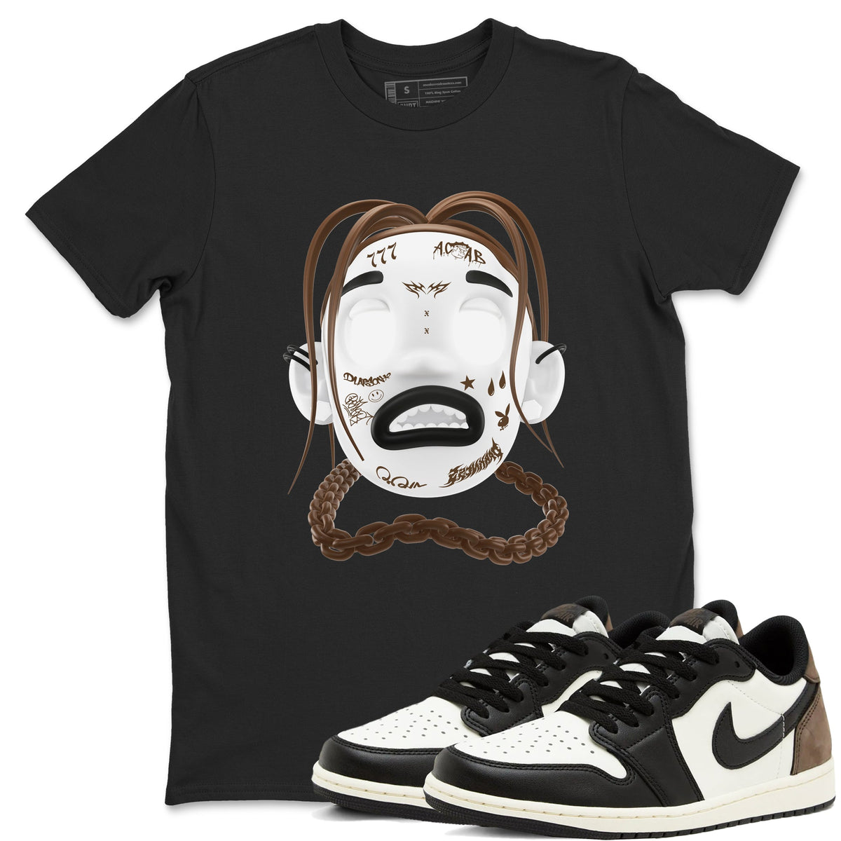 1s Low OG Mocha shirts to match jordans Goosebumps Boy sneaker match tees Air Jordan 1 Mocha match shoes to clothes Drip Gear Zone unisex cotton Black 1 shirts
