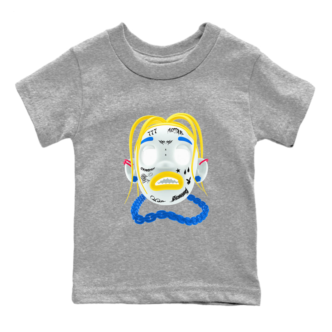 1s Travis Scott Canary shirt to match jordans Goosebumps Boy sneaker tees Air Jordan 1 Travis Scott Canary Drip Gear Zone baby toddler Heather Grey 2 cotton Shirt