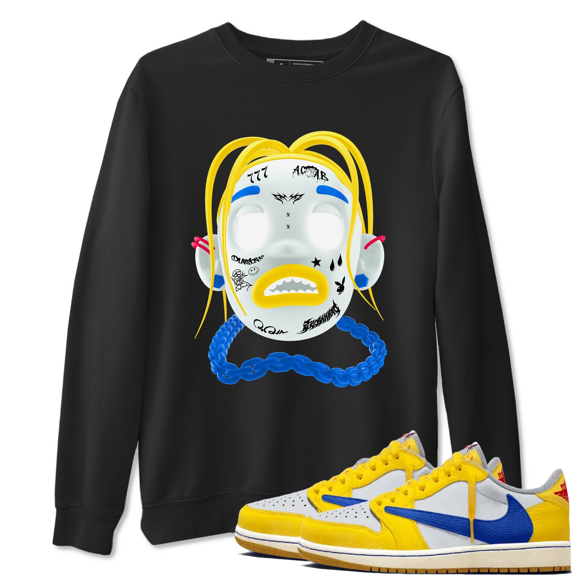 1s Travis Scott Canary shirt to match jordans Goosebumps Boy sneaker tees Air Jordan 1 Travis Scott Canary Drip Gear Zone unisex cotton Black 1 crew neck shirt