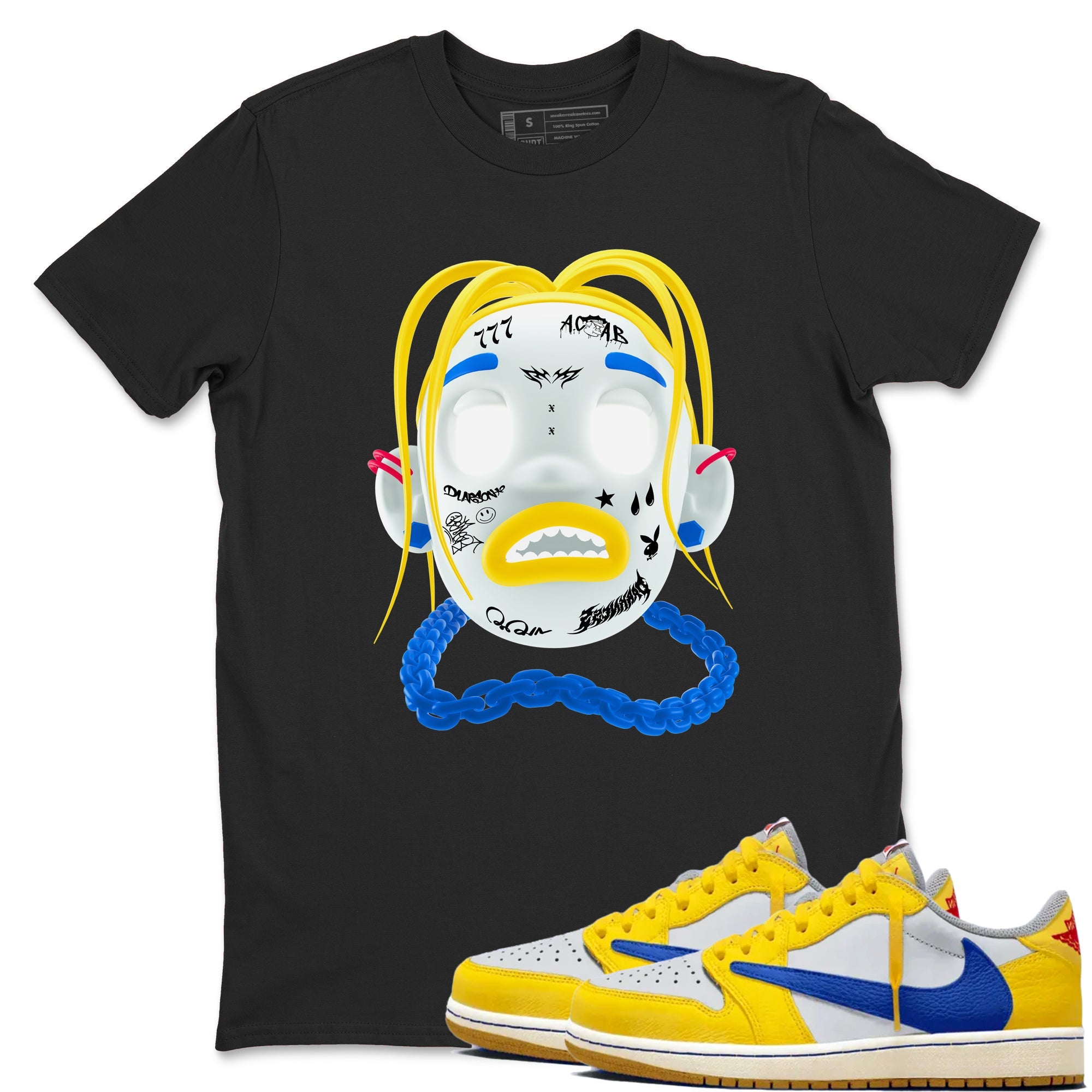 1s Travis Scott Canary shirt to match jordans Goosebumps Boy sneaker tees Air Jordan 1 Travis Scott Canary Drip Gear Zone unisex cotton Black 1 crew neck shirt