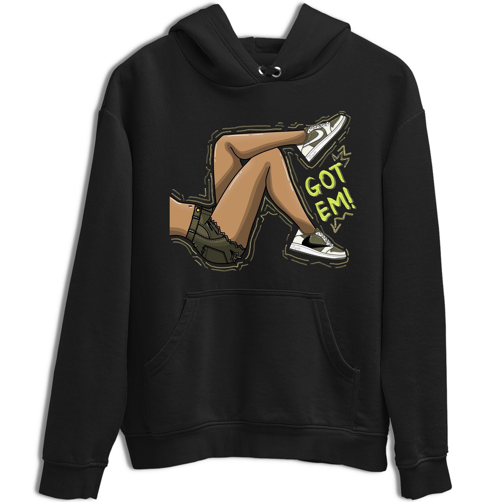 Jordan 1 Low X Travis Scott Golf Olive shirt to match jordans Got Em Legs sneaker release tees Air Jordan 1 Travis Scott Golf Olive Drip Gear Zone Unisex Streetwear Clothing Black 2 T-Shirt