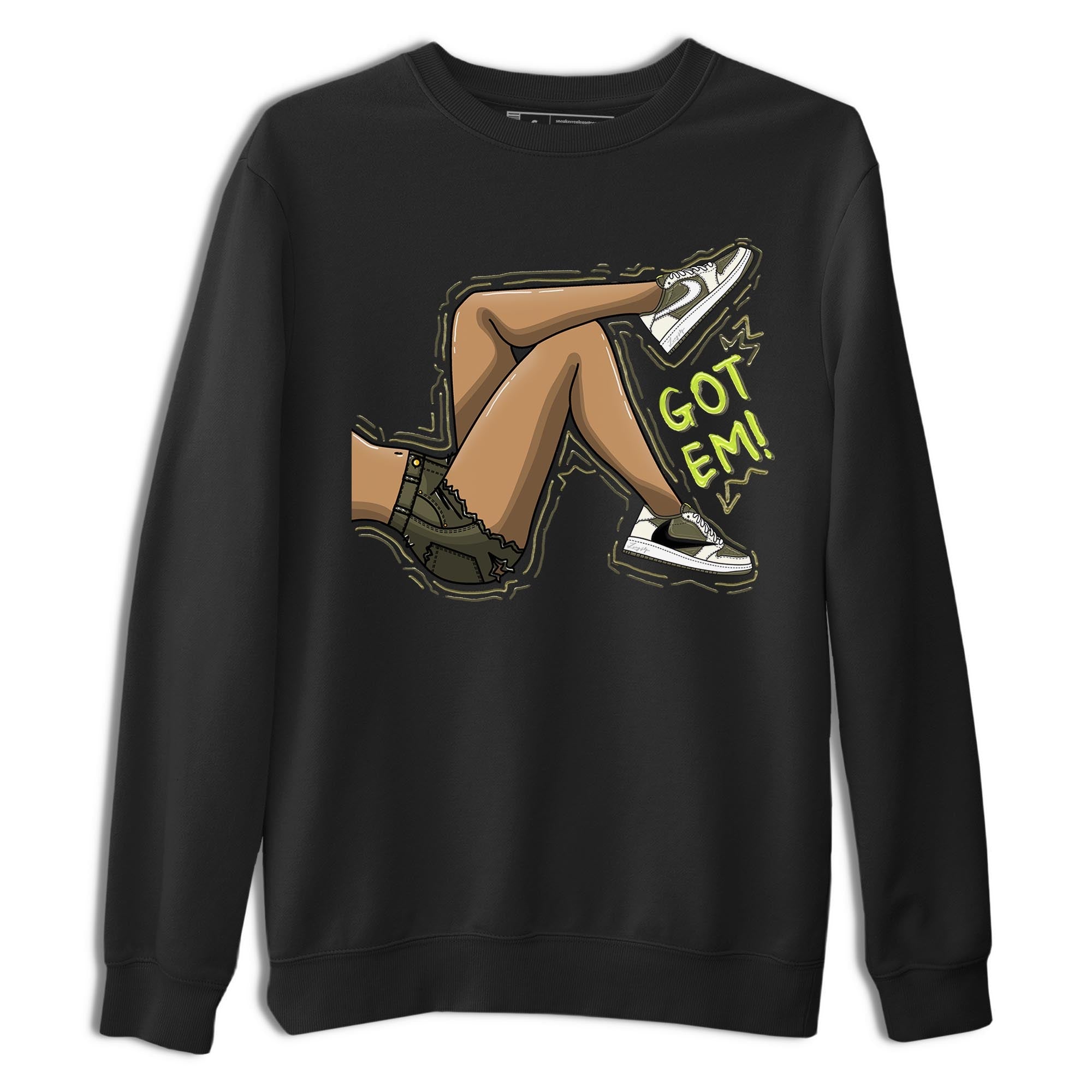 Jordan 1 Low X Travis Scott Golf Olive shirt to match jordans Got Em Legs sneaker release tees Air Jordan 1 Travis Scott Golf Olive Drip Gear Zone Unisex Streetwear Clothing Black 2 T-Shirt