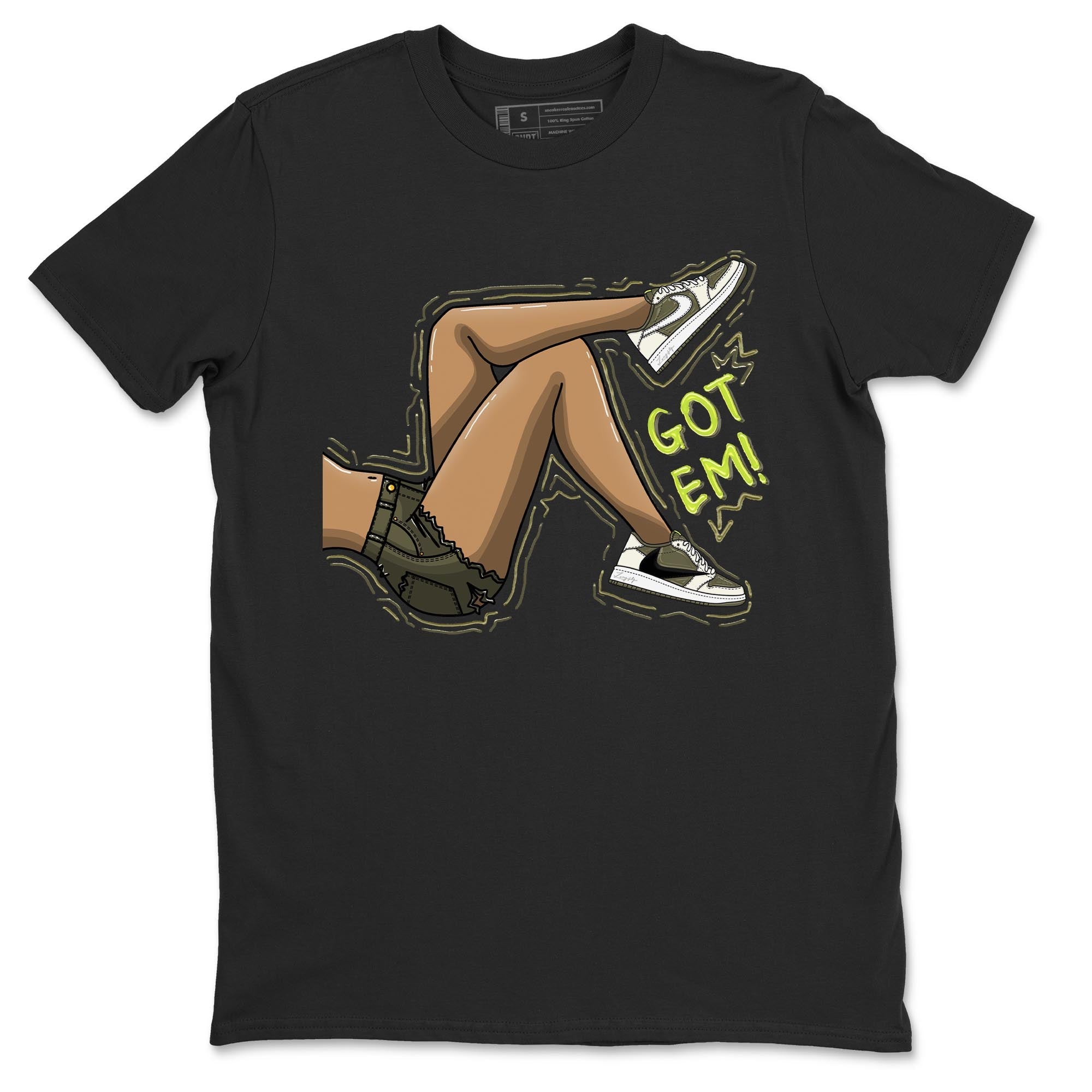Jordan 1 Low X Travis Scott Golf Olive shirt to match jordans Got Em Legs sneaker release tees Air Jordan 1 Travis Scott Golf Olive Drip Gear Zone Unisex Streetwear Clothing Black 2 T-Shirt