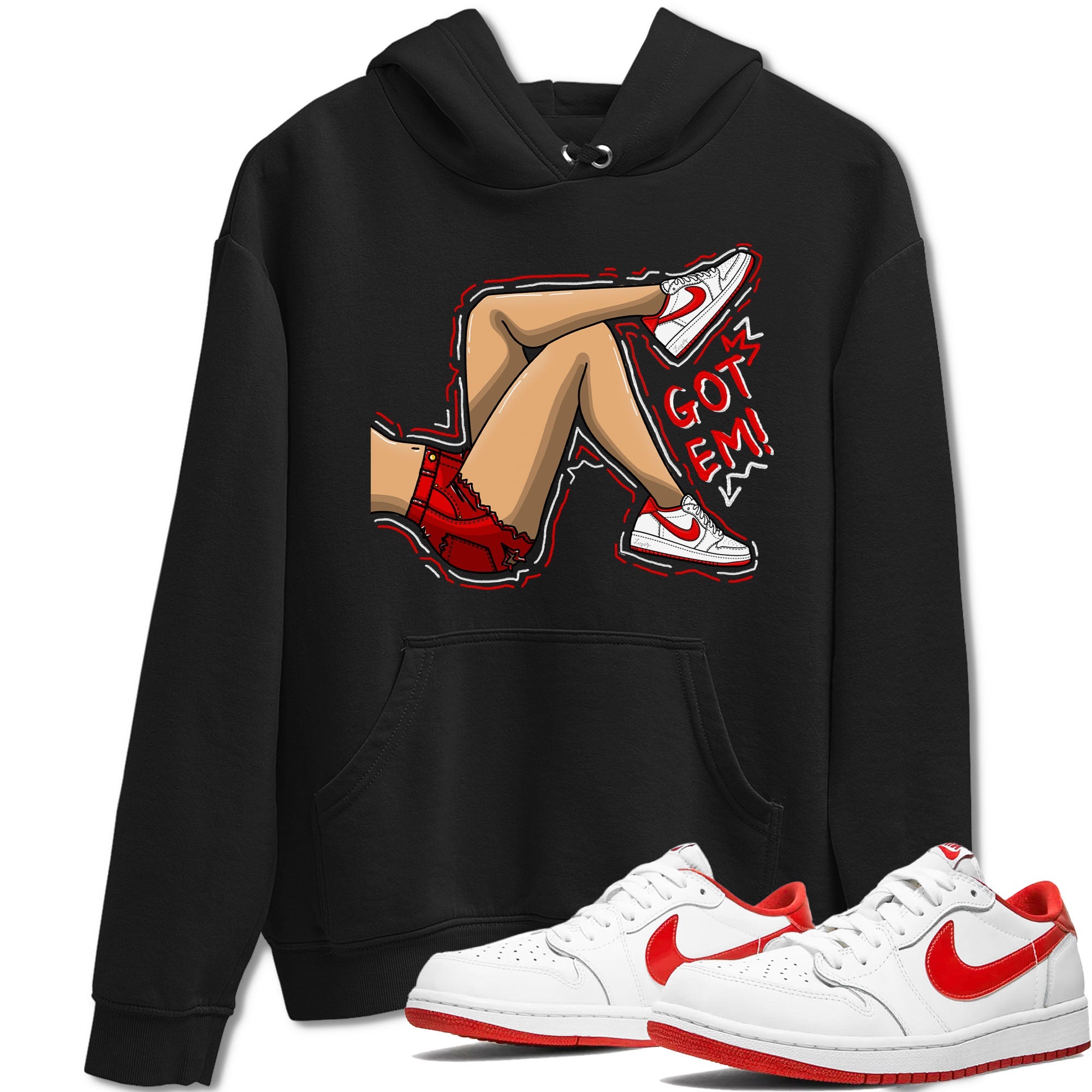 1s Low University Red shirt to match jordans Got Em Legs sneaker tees Air Jordan 1 University Red Drip Gear Zone Sneaker Matching Clothing Brand Unisex Sneaker Tee Black 1 T-Shirt