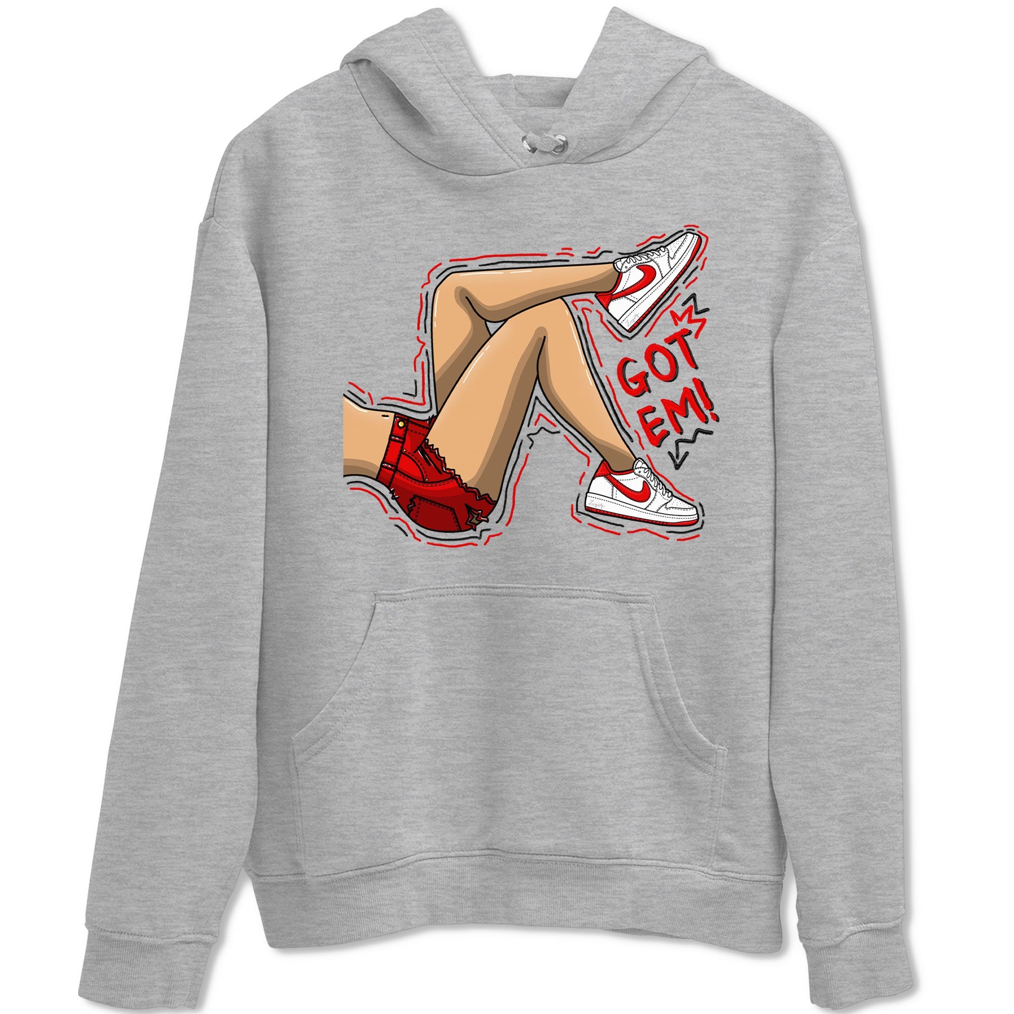 1s Low University Red shirt to match jordans Got Em Legs sneaker tees Air Jordan 1 University Red Drip Gear Zone Sneaker Matching Clothing Brand Unisex Sneaker Tee Heather Grey 2 T-Shirt