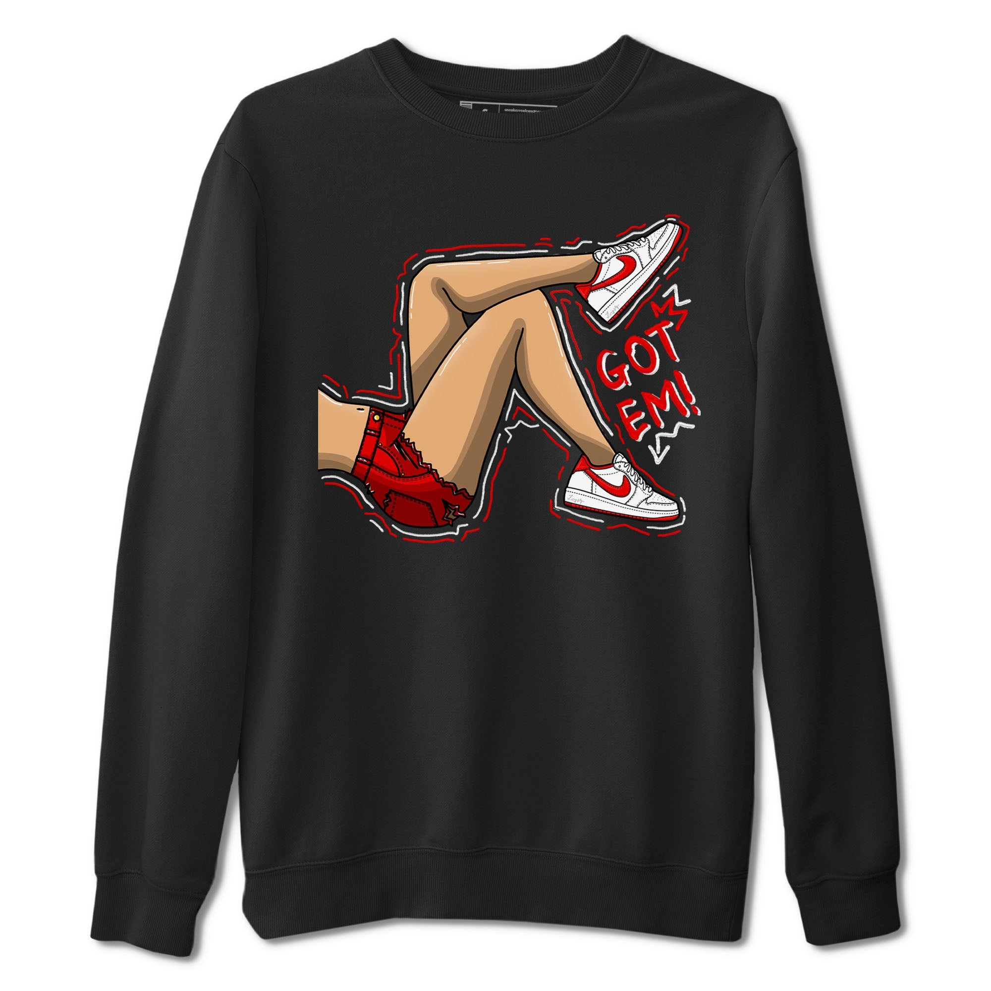 1s Low University Red shirt to match jordans Got Em Legs sneaker tees Air Jordan 1 University Red Drip Gear Zone Sneaker Matching Clothing Brand Unisex Sneaker Tee Black 2 T-Shirt