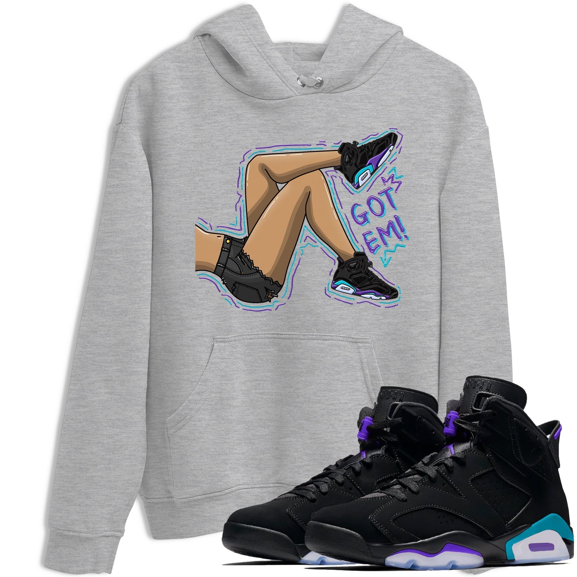 AJ6 Aqua shirt to match jordans Got Em Legs sneaker release tees Air Jordan 6 Aqua Drip Gear Zone Unisex Streetwear Clothing Heather Grey 1 T-Shirt