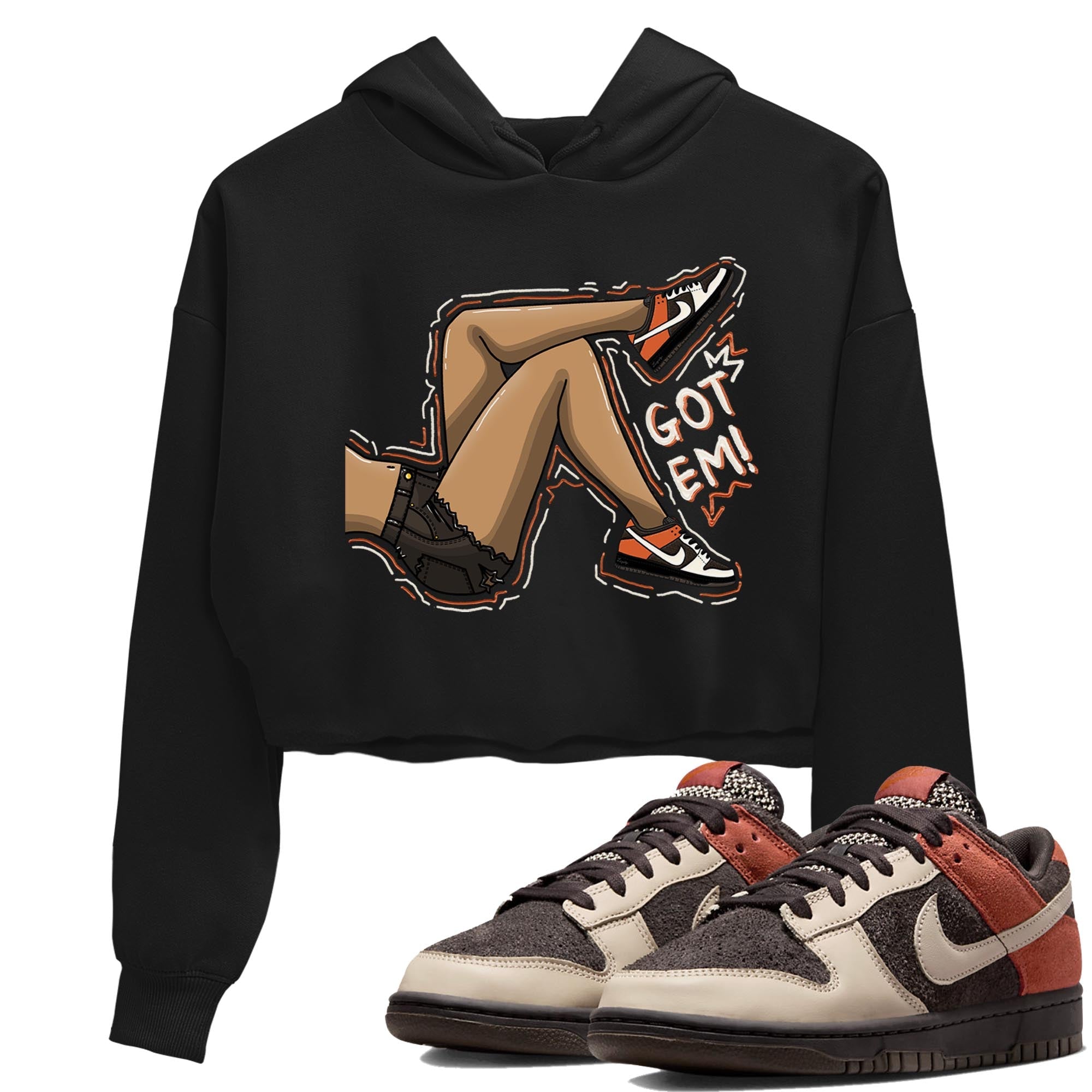 Nike Low Dunk Red Panda shirt to match jordans Got Em Legs sneaker tees Nike Dunk Red Panda Drip Gear Zone Black 1 Crop T-Shirt