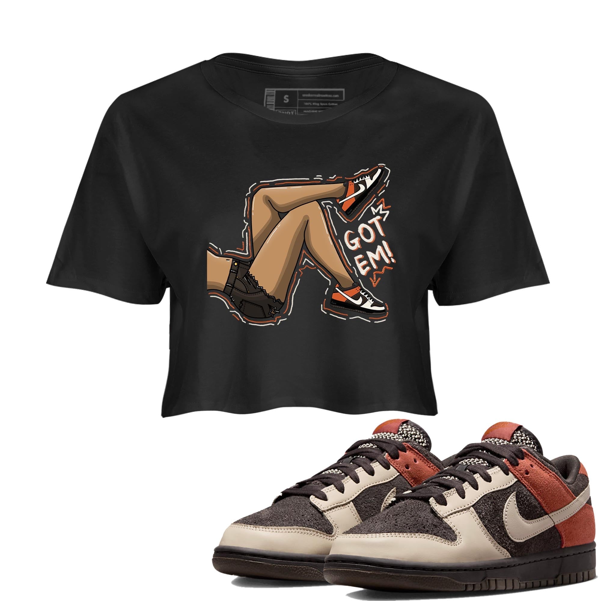Nike Low Dunk Red Panda shirt to match jordans Got Em Legs sneaker tees Nike Dunk Red Panda Drip Gear Zone Black 1 Crop T-Shirt