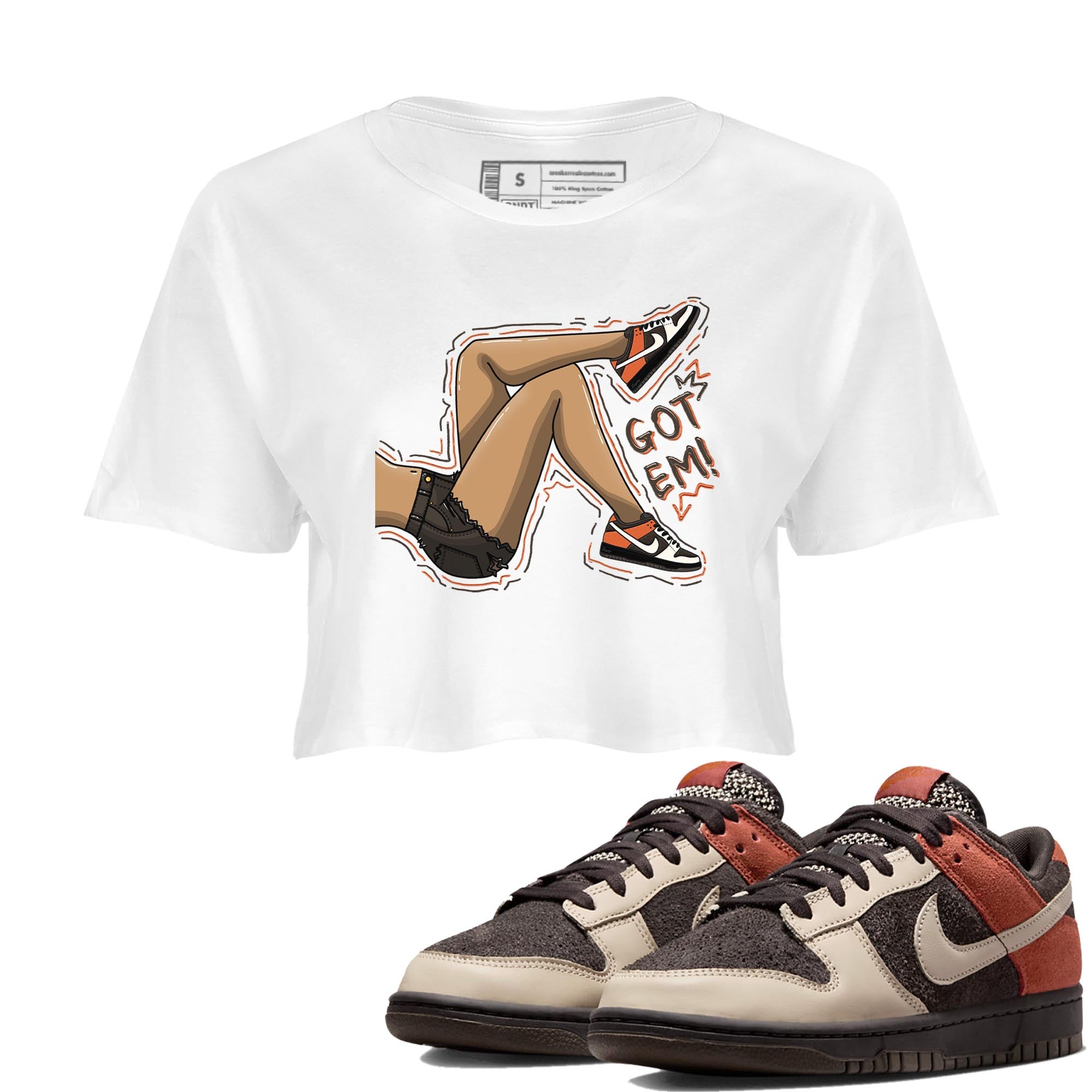 Nike Low Dunk Red Panda shirt to match jordans Got Em Legs sneaker tees Nike Dunk Red Panda Drip Gear Zone White 1 Crop T-Shirt
