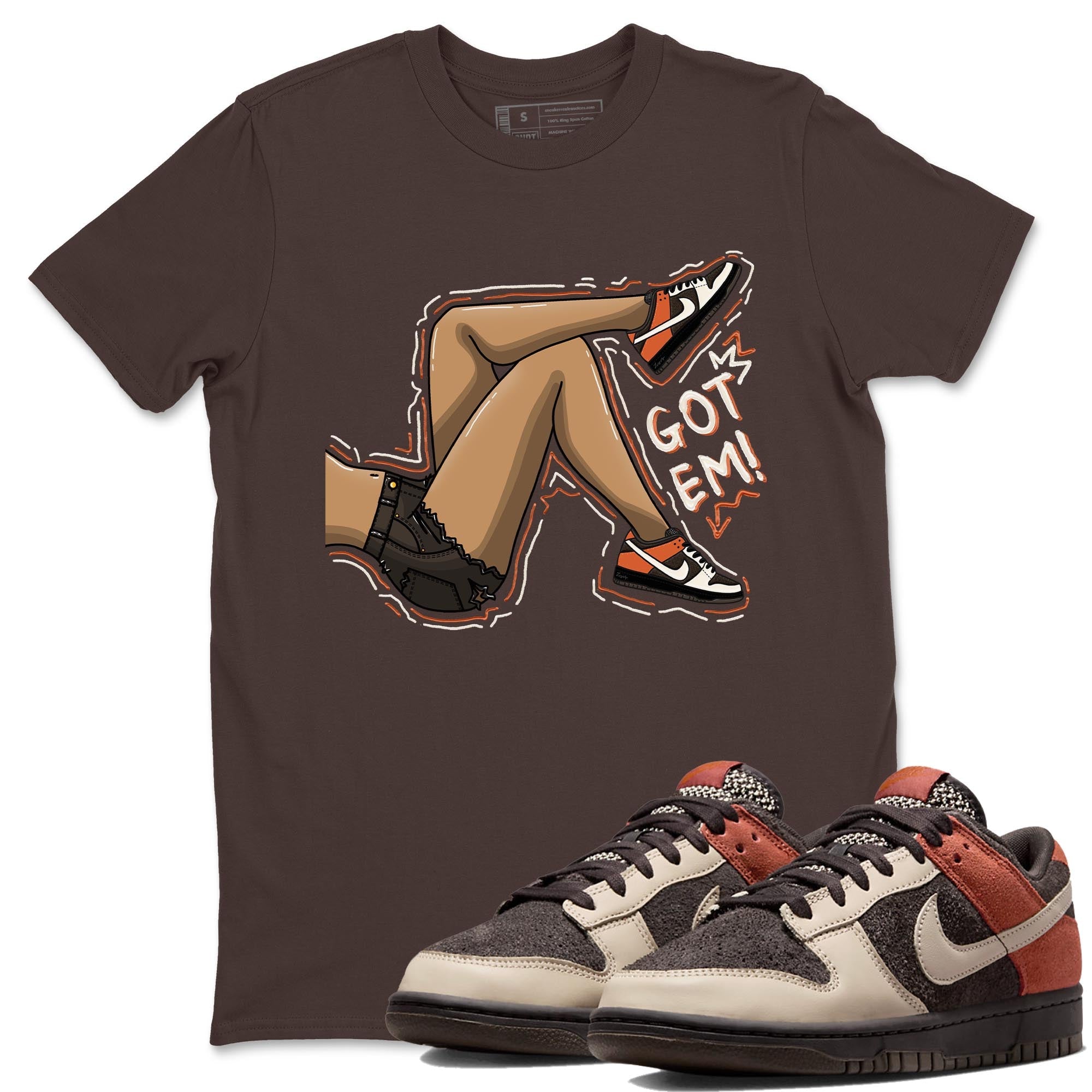 Nike Low Dunk Red Panda shirt to match jordans Got Em Legs sneaker tees Nike Dunk Red Panda Drip Gear Zone Unisex Streetwear Clothing Dark Chocolate 1 T-Shirt