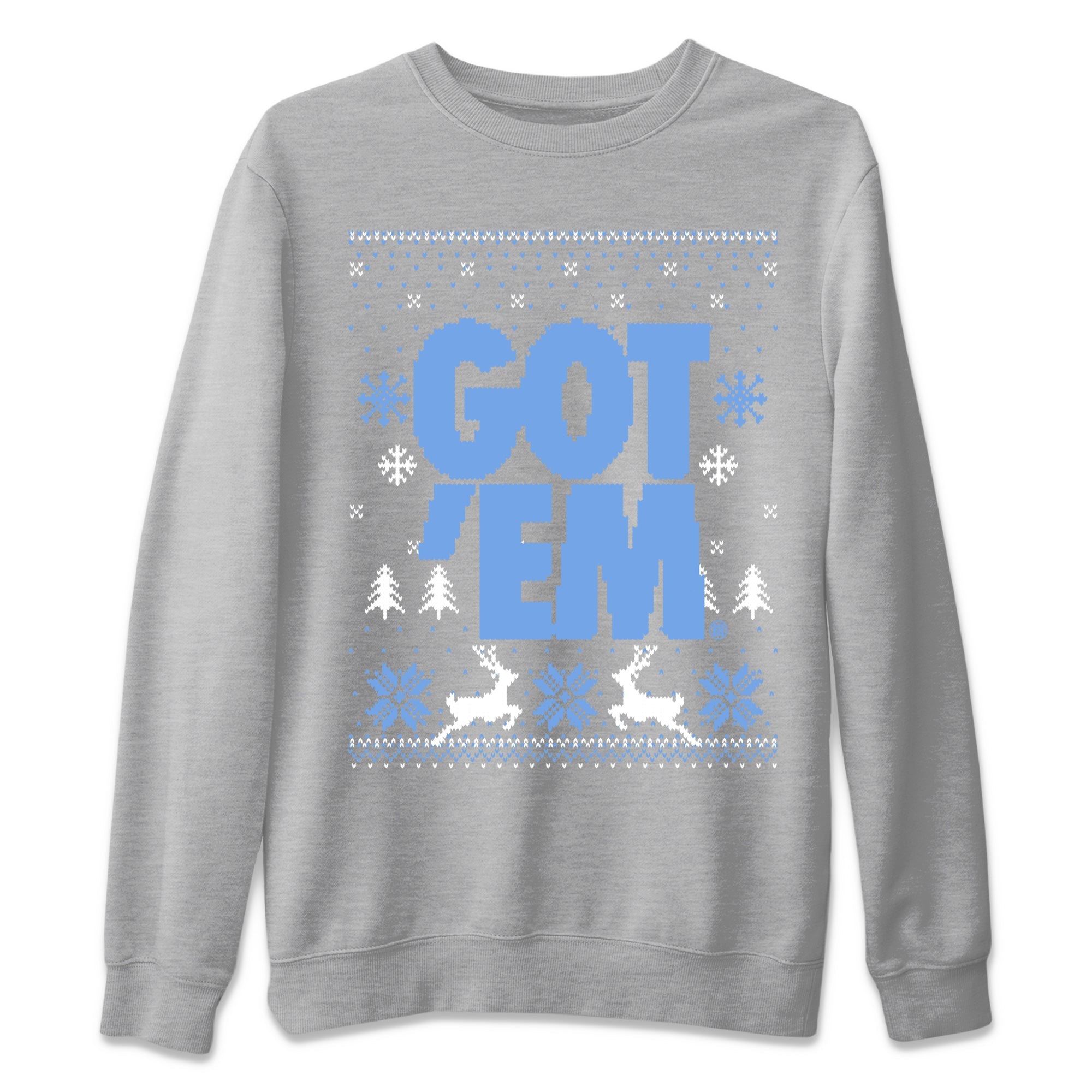 1s UNC Toe shirts to match jordans Christmas Gift Got Em Ugly Sweater sneaker match tees Air Jordan 1 High OG UNC Toe match shoes to clothes Drip Gear Zone unisex cotton Heather Grey 2 shirts