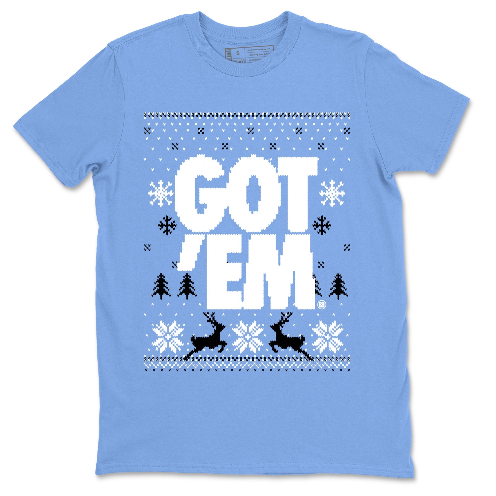 1s UNC Toe shirts to match jordans Christmas Gift Got Em Ugly Sweater sneaker match tees Air Jordan 1 High OG UNC Toe match shoes to clothes Drip Gear Zone unisex cotton Carolina Blue 2 shirts
