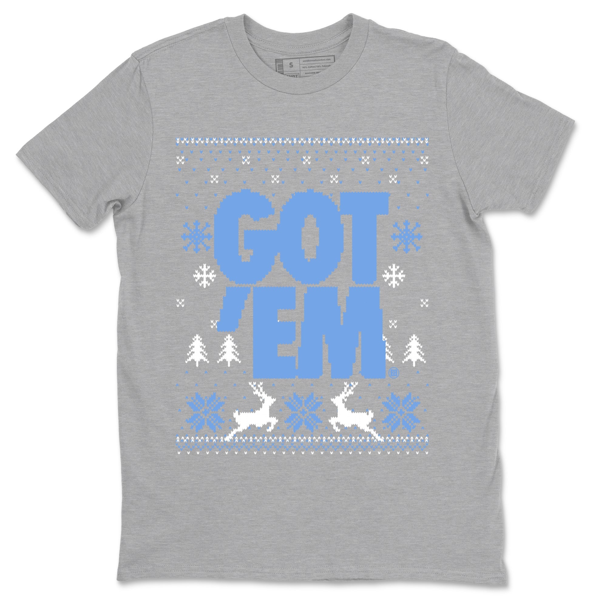 1s UNC Toe shirts to match jordans Christmas Gift Got Em Ugly Sweater sneaker match tees Air Jordan 1 High OG UNC Toe match shoes to clothes Drip Gear Zone unisex cotton Heather Grey 2 shirts