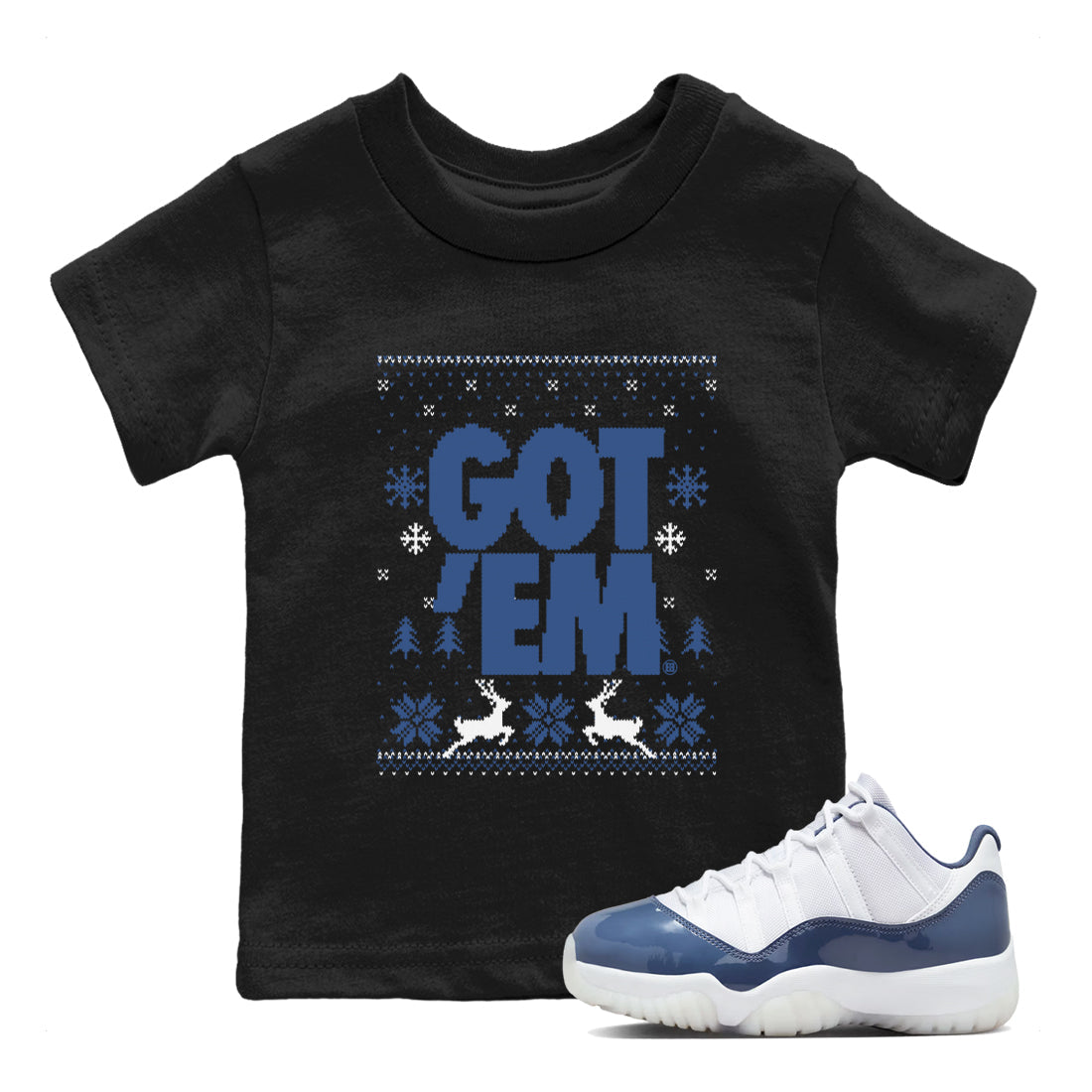 11s Diffused Blue shirts to match jordans Christmas Gift Got Em Ugly Sweater sneaker match tees Air Jordan 11 Retro Diffused Blue match shoes to clothes Drip Gear Zone Youth Baby Black 1 tee