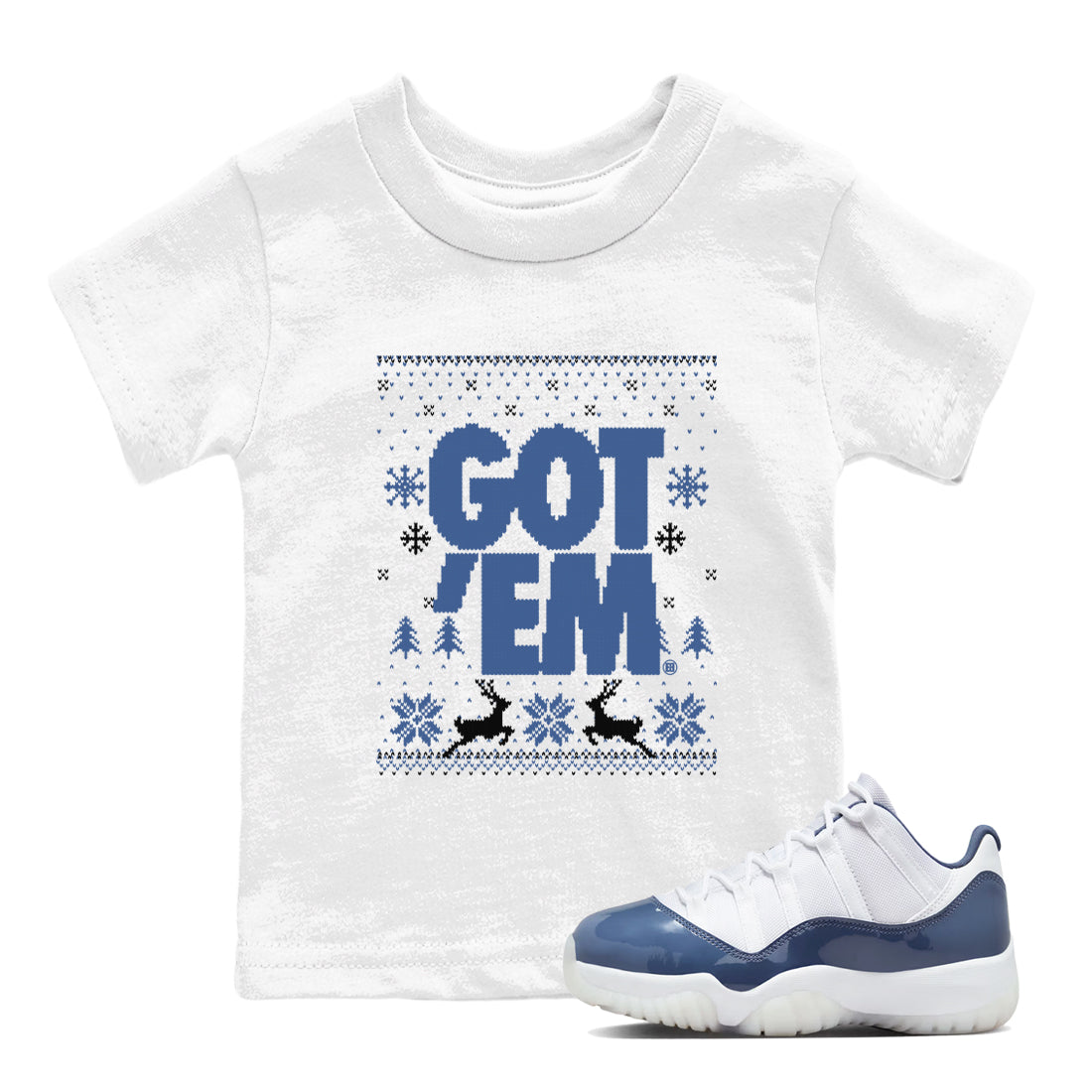11s Diffused Blue shirts to match jordans Christmas Gift Got Em Ugly Sweater sneaker match tees Air Jordan 11 Retro Diffused Blue match shoes to clothes Drip Gear Zone Youth Baby White 1 tee