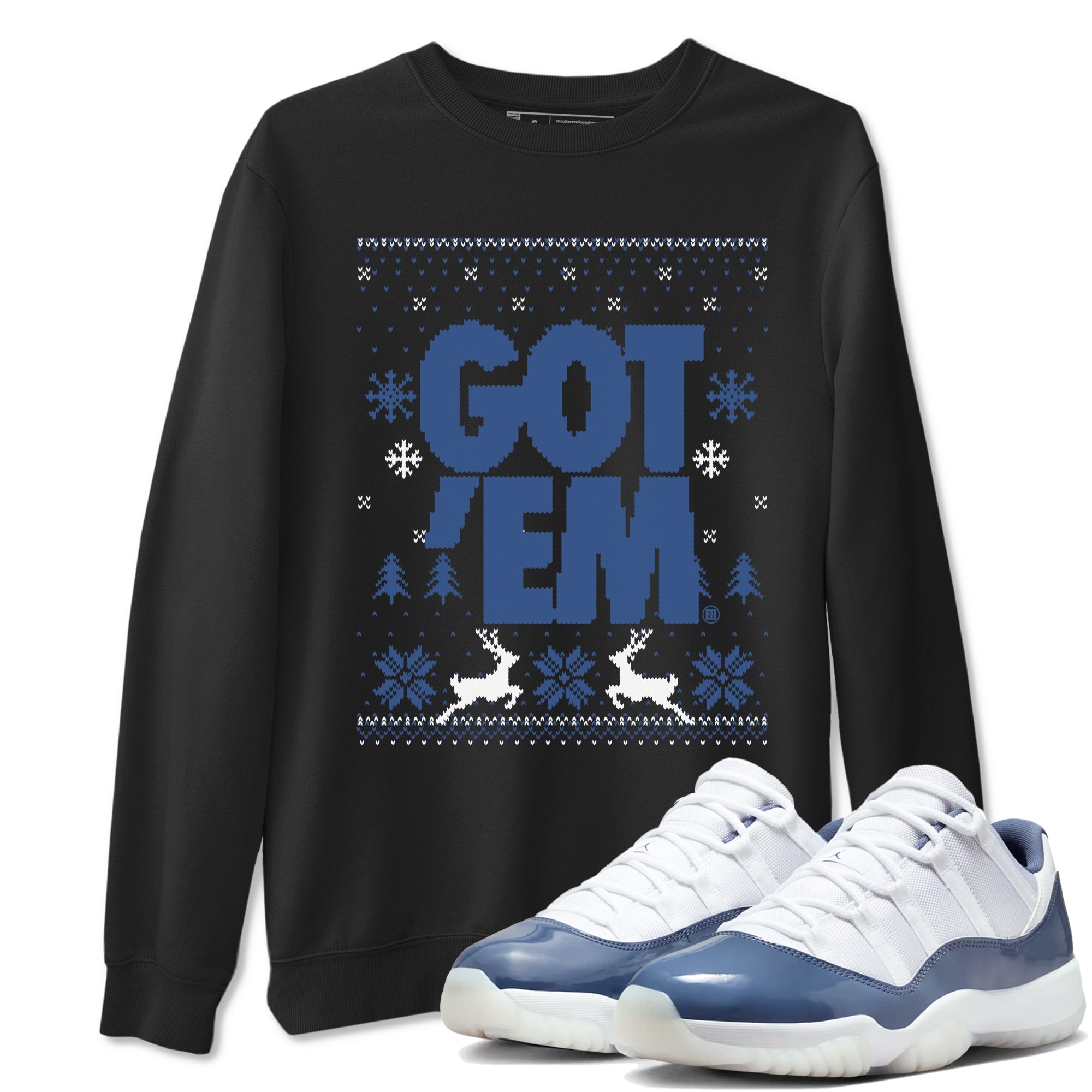 11s Diffused Blue shirts to match jordans Christmas Gift Got Em Ugly Sweater sneaker match tees Air Jordan 11 Retro Diffused Blue match shoes to clothes Drip Gear Zone unisex cotton Black 1 shirts