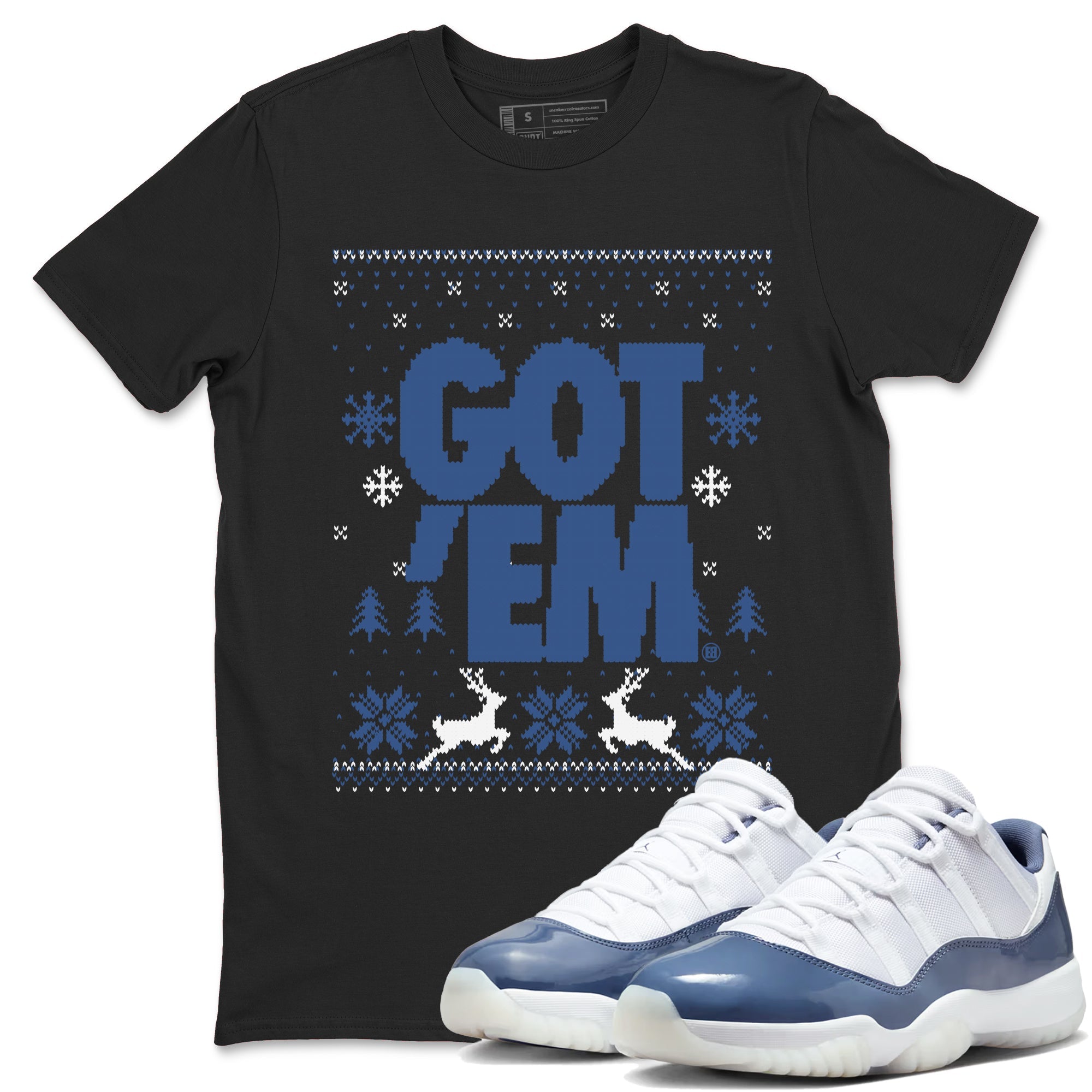 11s Diffused Blue shirts to match jordans Christmas Gift Got Em Ugly Sweater sneaker match tees Air Jordan 11 Retro Diffused Blue match shoes to clothes Drip Gear Zone unisex cotton Black 1 shirts