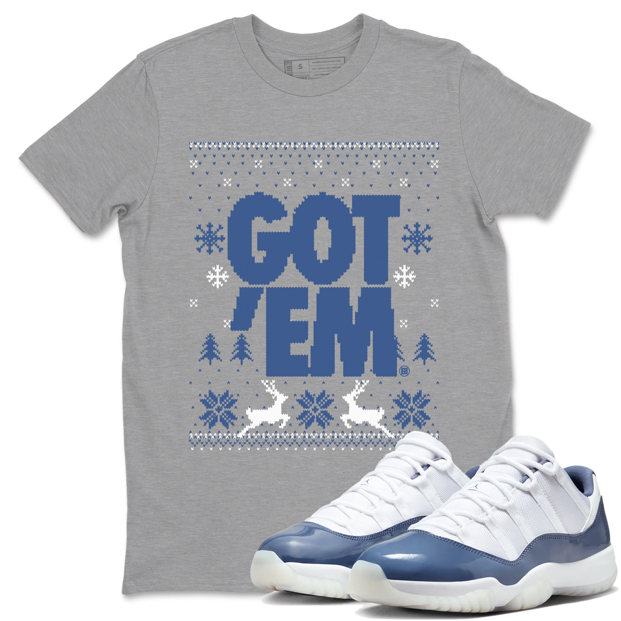 11s Diffused Blue shirts to match jordans Christmas Gift Got Em Ugly Sweater sneaker match tees Air Jordan 11 Retro Diffused Blue match shoes to clothes Drip Gear Zone unisex cotton Heather Grey 1 shirts