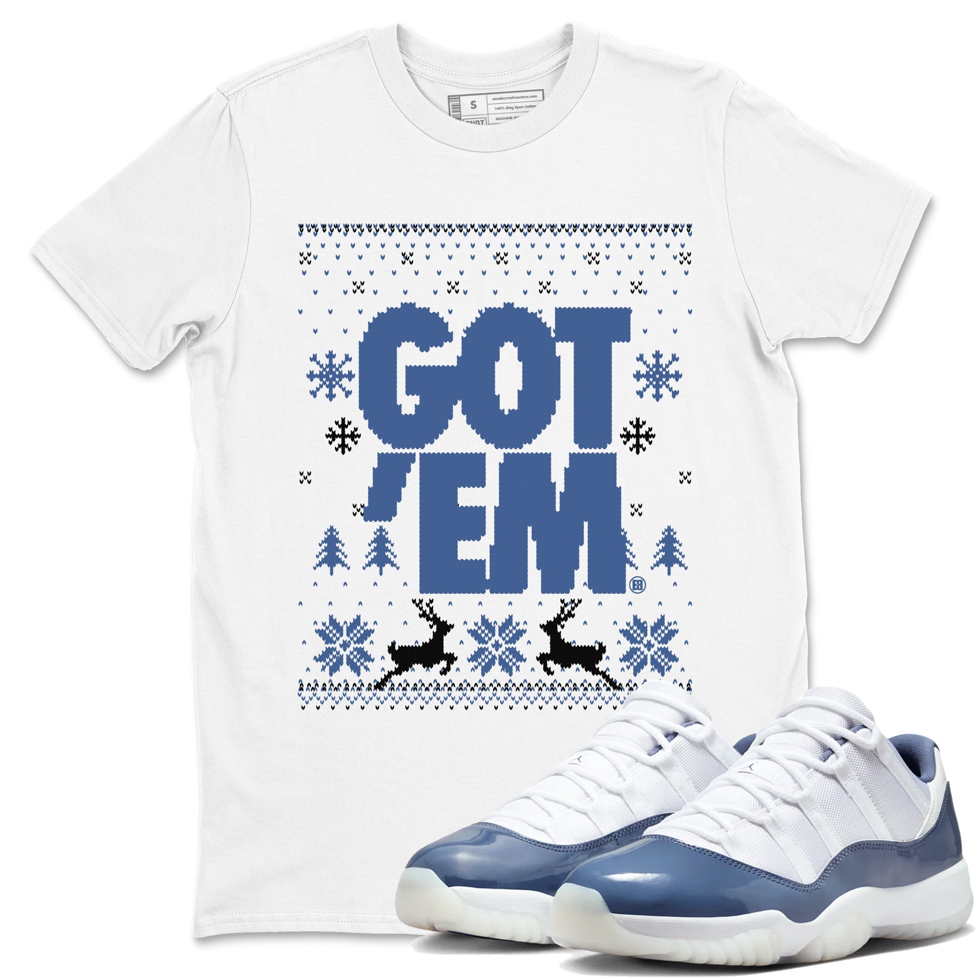 11s Diffused Blue shirts to match jordans Christmas Gift Got Em Ugly Sweater sneaker match tees Air Jordan 11 Retro Diffused Blue match shoes to clothes Drip Gear Zone unisex cotton White 1 shirts