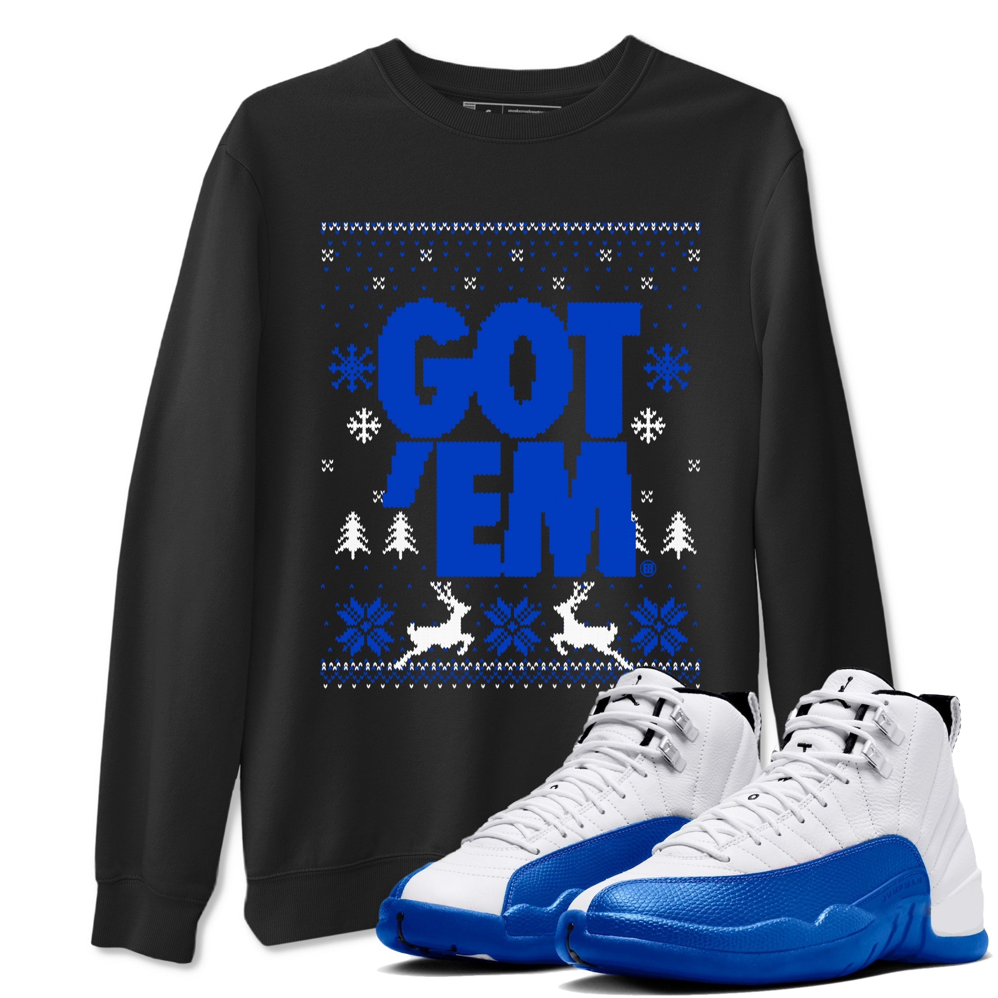 Air Jordan 12 Blueberry t-shirts to match sneakers Christmas Holiday Gift Got Em Ugly Sweater sneaker match tees 12s Blueberry match shoes to clothes Drip Gear Zone unisex cotton Black 1 shirts