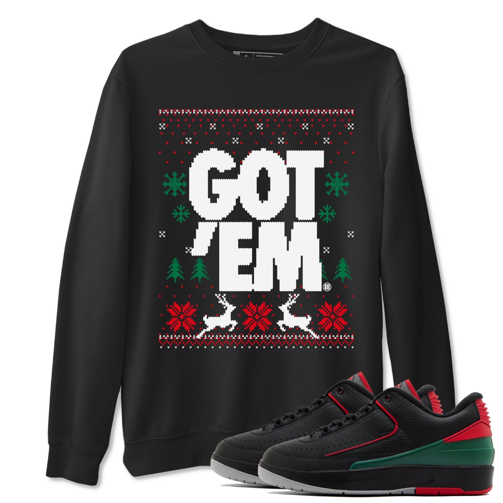 Air Jordan 2 Low Retro Christmas shirts to match jordans Christmas Gift Got Em Ugly Sweater sneaker match tees Air Jordan 2 Christmas match shoes to clothes Drip Gear Zone unisex cotton Black 1 shirts