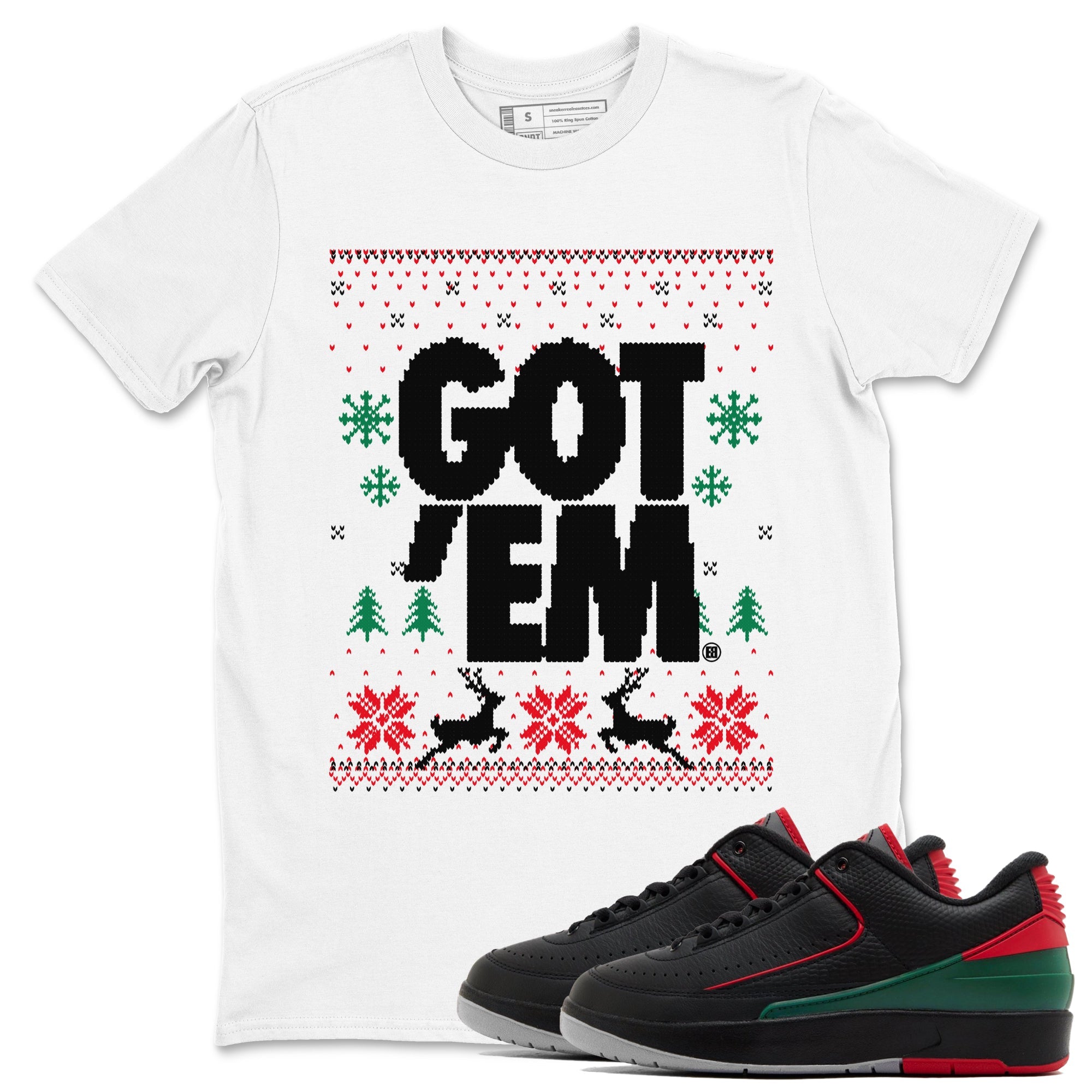 Air Jordan 2 Low Retro Christmas shirts to match jordans Christmas Gift Got Em Ugly Sweater sneaker match tees Air Jordan 2 Christmas match shoes to clothes Drip Gear Zone unisex cotton White 1 shirts