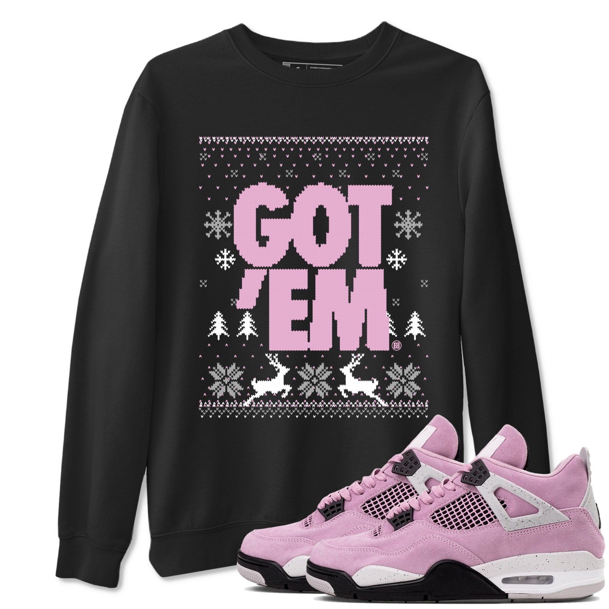 4s Orchid t-shirts to match sneakers Christmas Holiday Gift Got Em Ugly Sweater sneaker match tees Air Jordan 4 Orchid match shoes to clothes Drip Gear Zone unisex cotton Black 1 shirts