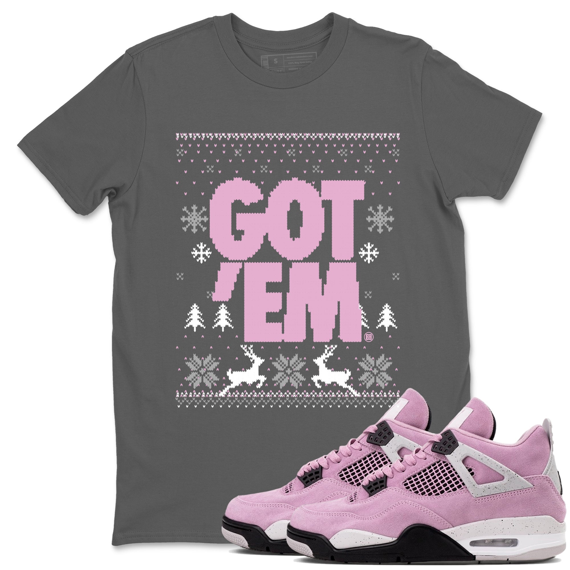 4s Orchid t-shirts to match sneakers Christmas Holiday Gift Got Em Ugly Sweater sneaker match tees Air Jordan 4 Orchid match shoes to clothes Drip Gear Zone unisex cotton Cool Grey 1 shirts