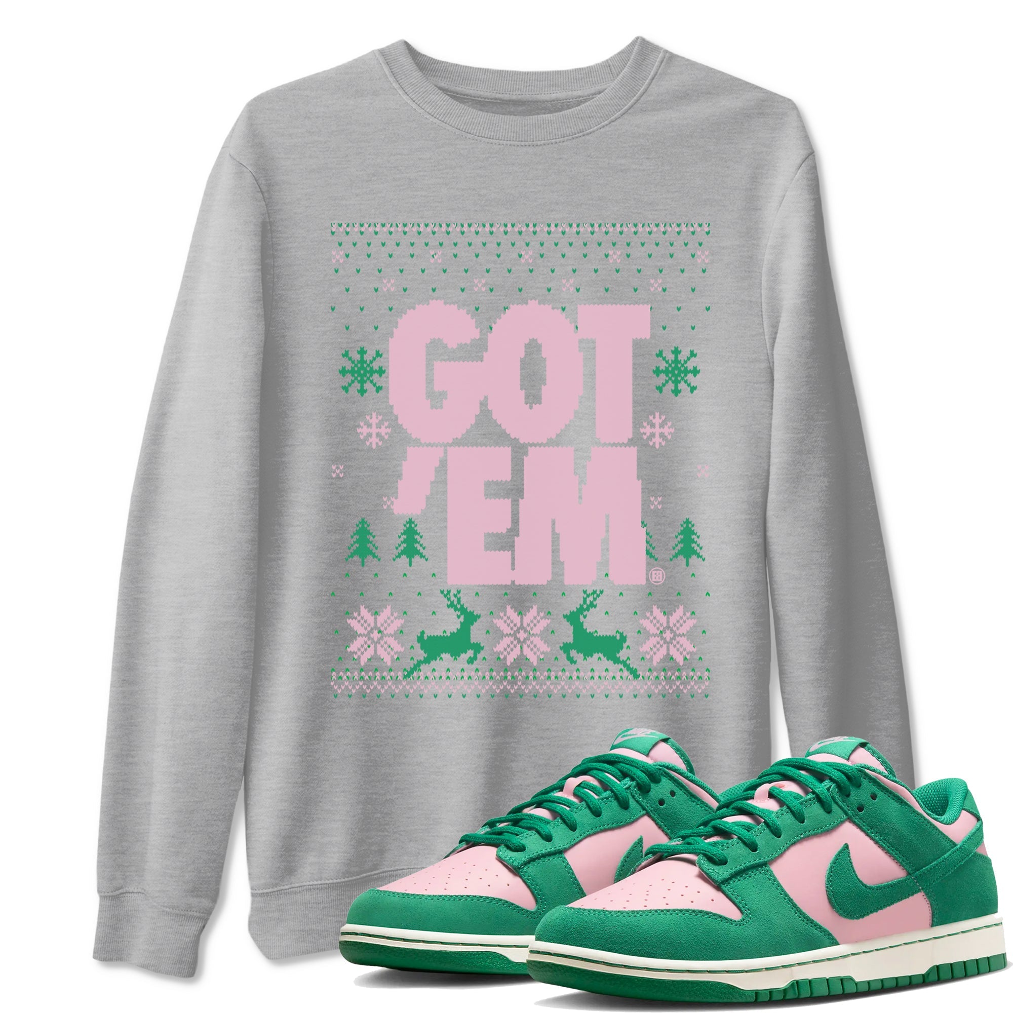Dunk Low Retro SE Medium Soft Pink Malachite shirts to match jordans Christmas Gift Got Em Ugly Sweater sneaker match tees Dunk Medium Soft Pink Malachite match shoes to clothes Drip Gear Zone unisex cotton Heather Grey 1 shirts