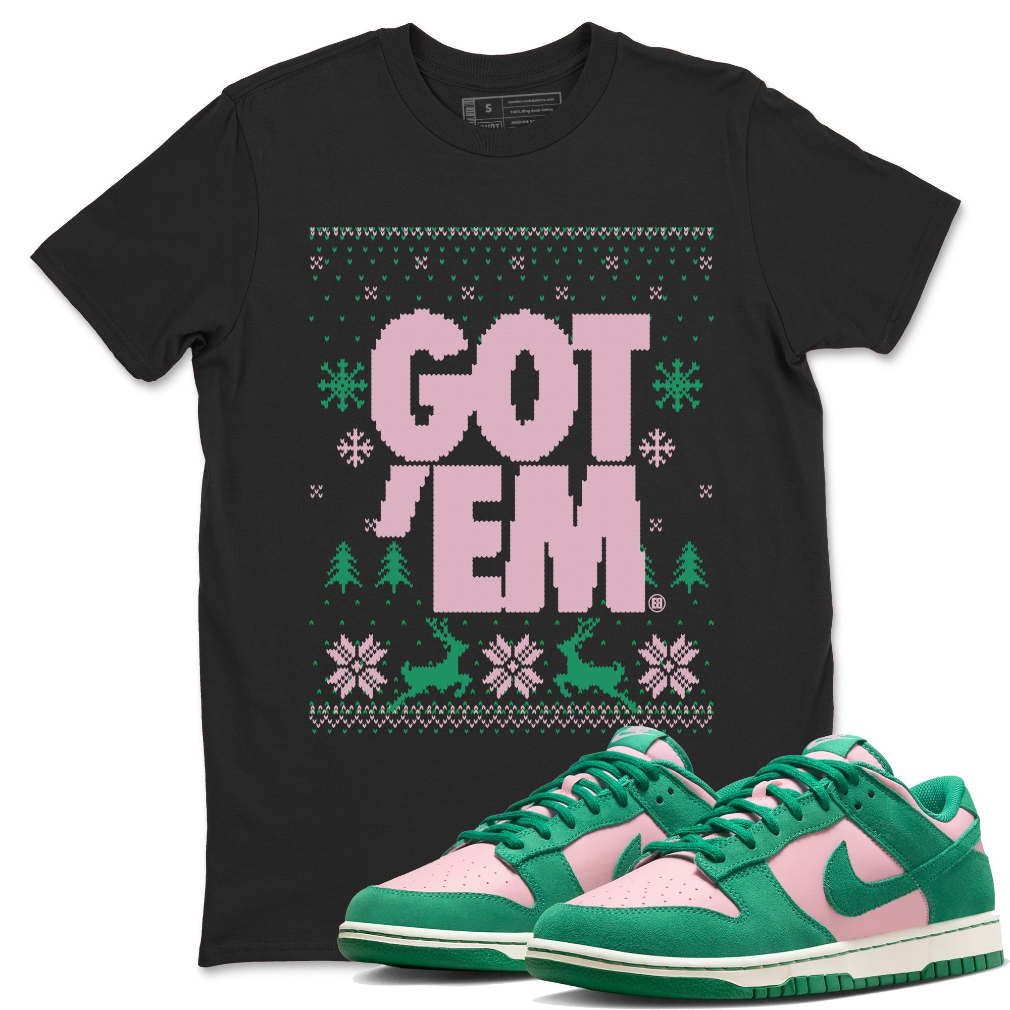 Dunk Low Retro SE Medium Soft Pink Malachite shirts to match jordans Christmas Gift Got Em Ugly Sweater sneaker match tees Dunk Medium Soft Pink Malachite match shoes to clothes Drip Gear Zone unisex cotton Black 1 shirts