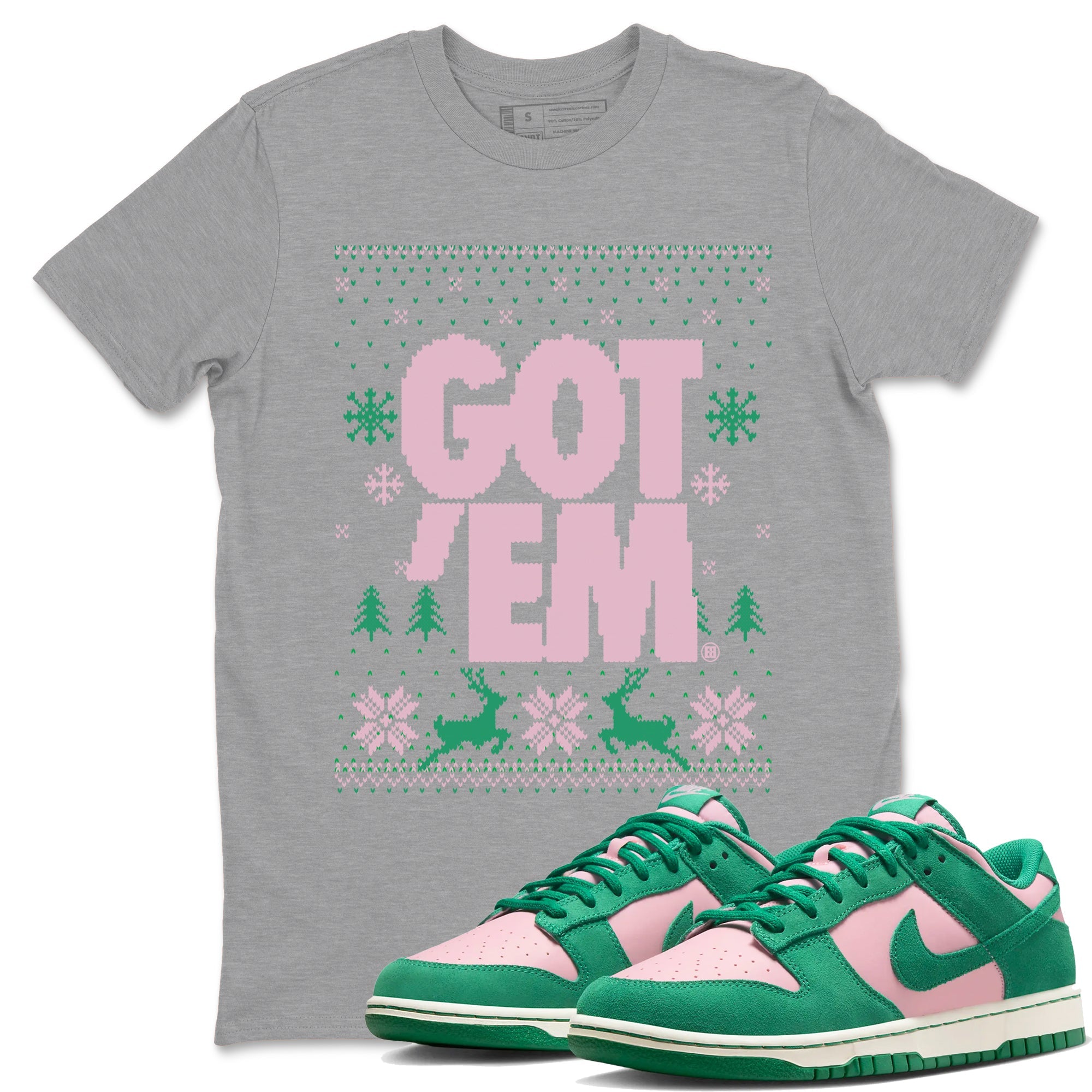 Dunk Low Retro SE Medium Soft Pink Malachite shirts to match jordans Christmas Gift Got Em Ugly Sweater sneaker match tees Dunk Medium Soft Pink Malachite match shoes to clothes Drip Gear Zone unisex cotton Heather Grey 1 shirts