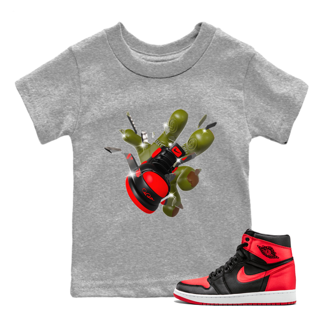 Air Jordan 1 Satin Bred shirt to match jordans Got Em Zombie Hand sneaker tees halloween dress AJ1 Satin Bred Drip Gear Zone Baby Toddler Heather Grey 1 T-Shirt